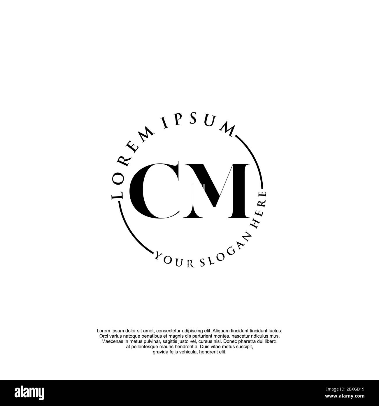 CM Initial Handwriting Logo Template Vektor Stock Vektor