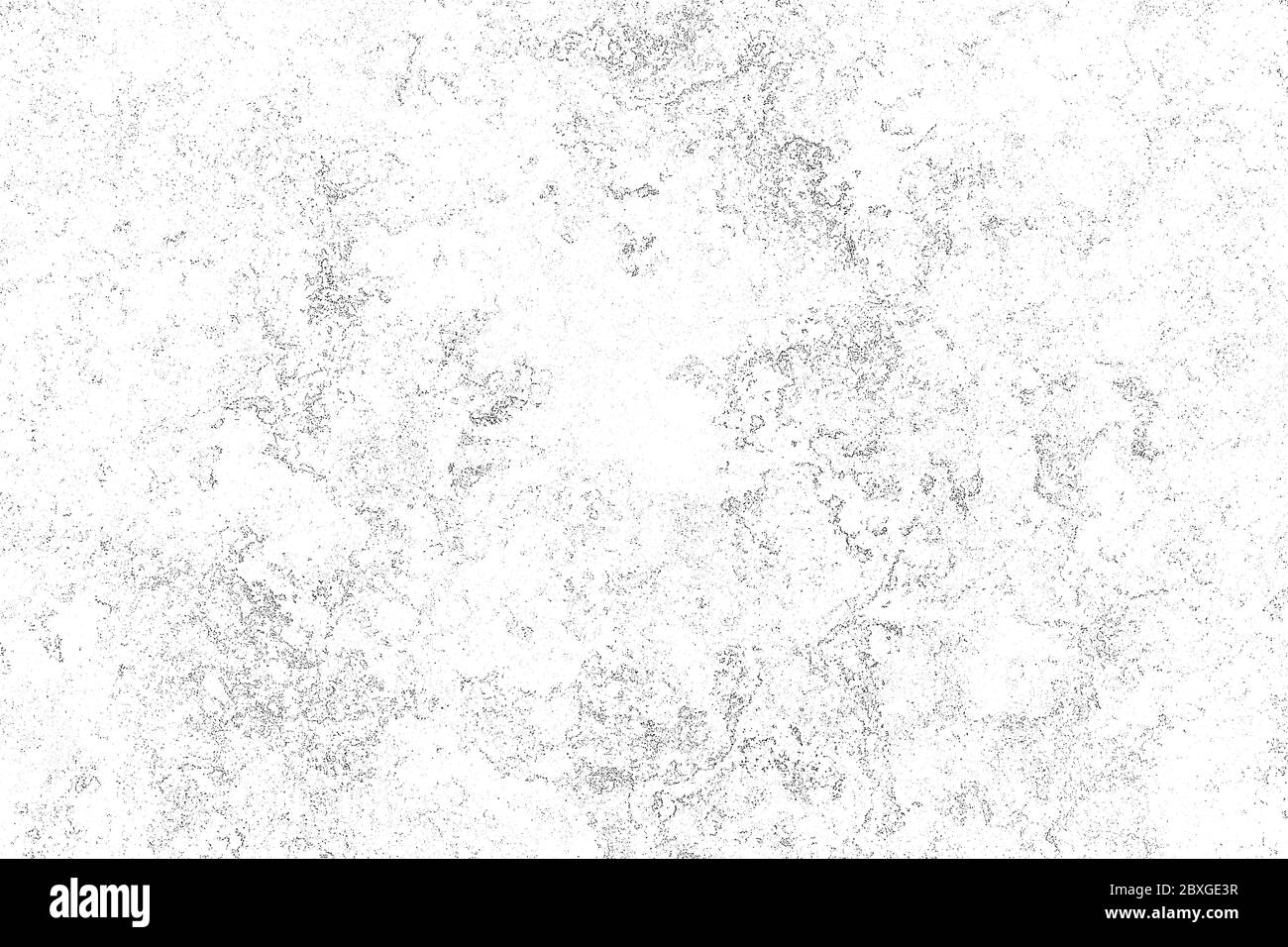 Schwarzes Rauschen auf weißem Hintergrund. Dunkle Textur von Punkten und Granulat. Stockfoto