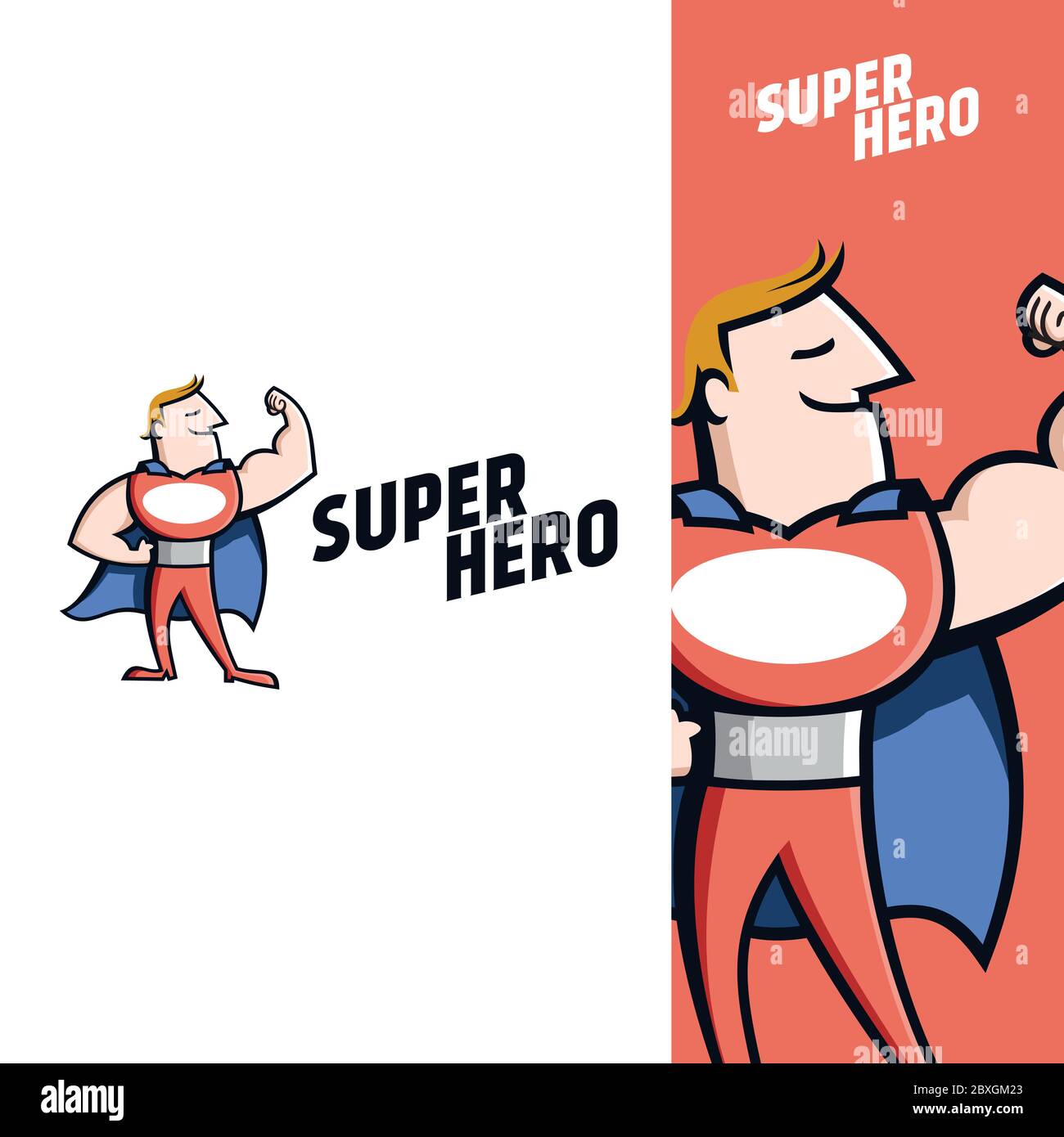 Super Hero Cartoon Vorlage Stock Vektor