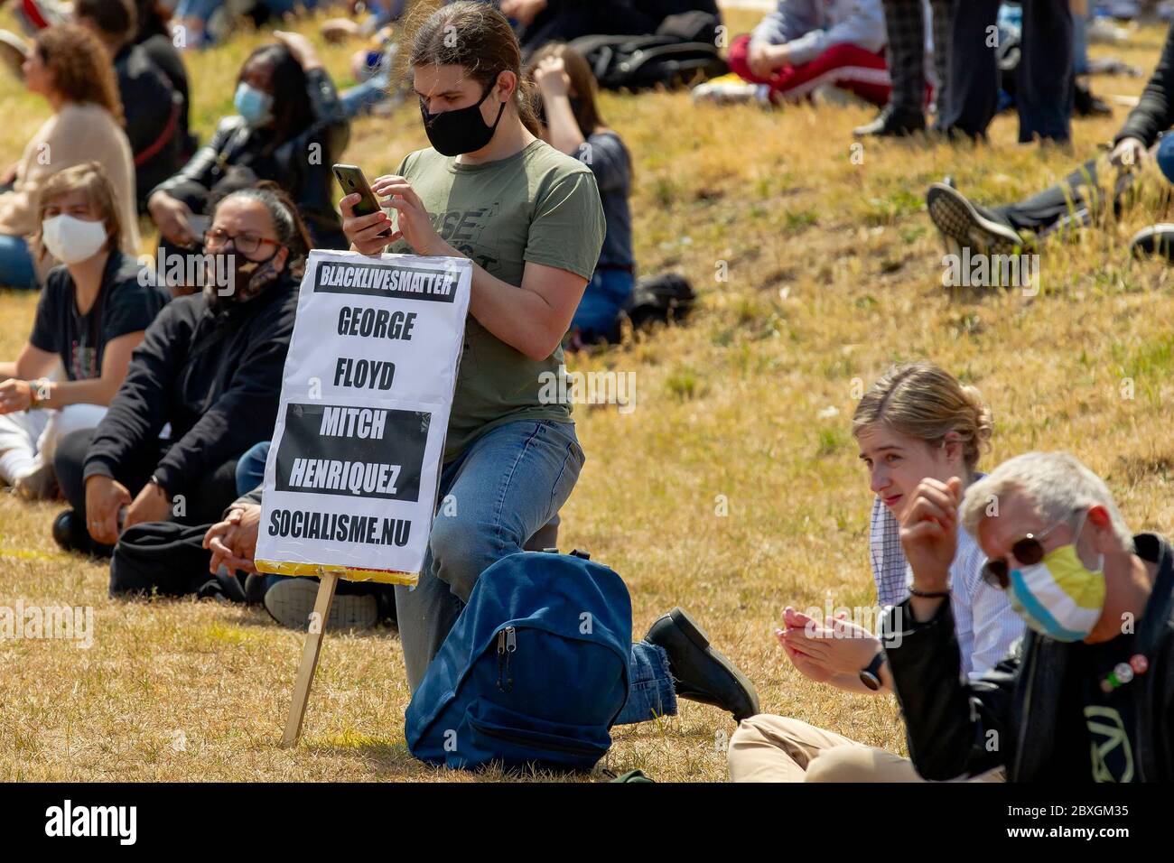 7. juni 2020 Maastricht, Niederlande Menschen versammeln sich zum Protest gegen Rassismus #blm #blacklivesmatters am 7. Juni 2020 in Maastricht, Niederlande Stockfoto