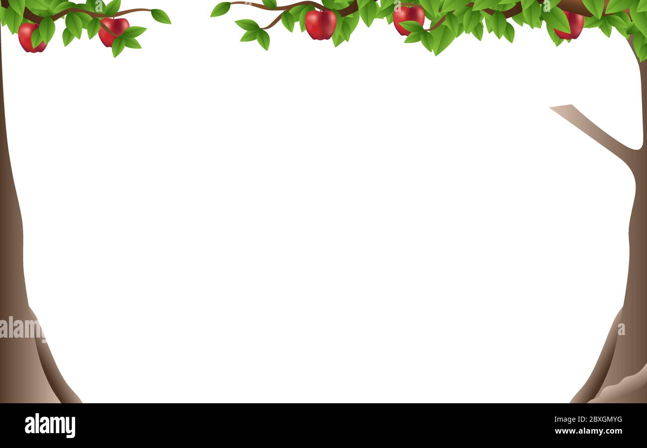 apfelbaum auf weißem Hintergrund Stock Vektor