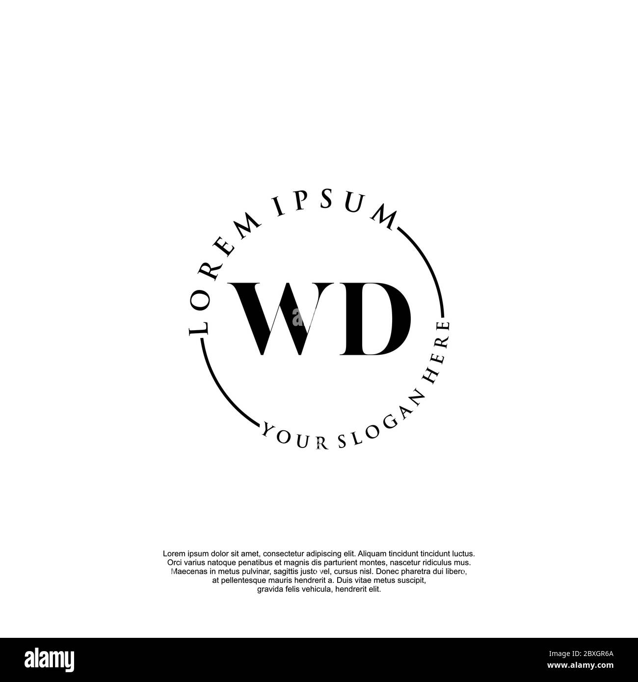 WD Initial Handwriting Logo Template Vektor Stock Vektor