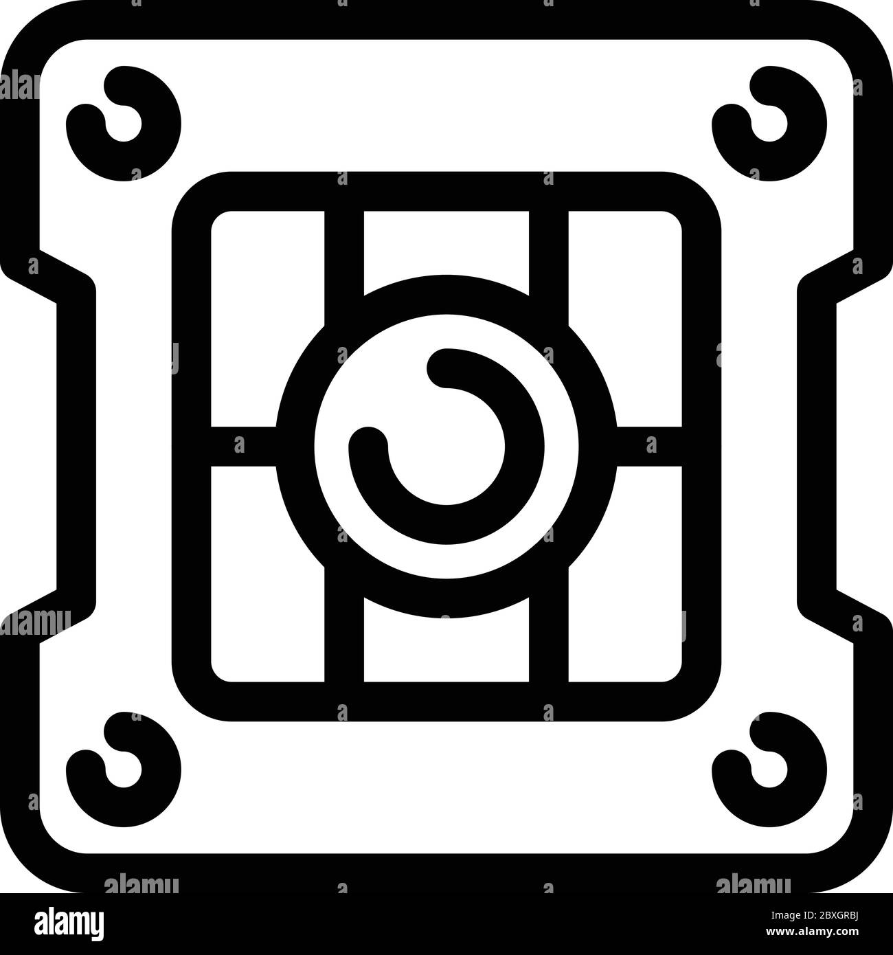 Quadratische Belüftung mit Gittern Symbol, Umriss Stil Stock Vektor