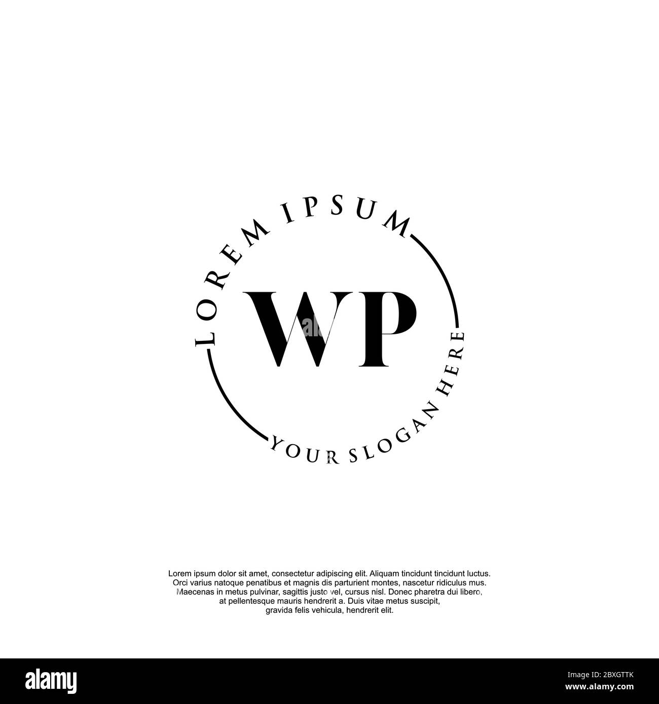 WP Initial Handwriting Logo Template Vektor Stock Vektor