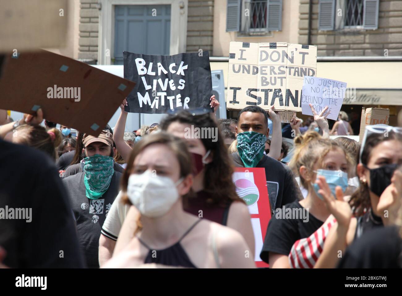 7. Juni 2020 Schwarzer Leben sind ein Thema Protest auf der Piazza del Popolo in Rom Italien Stockfoto