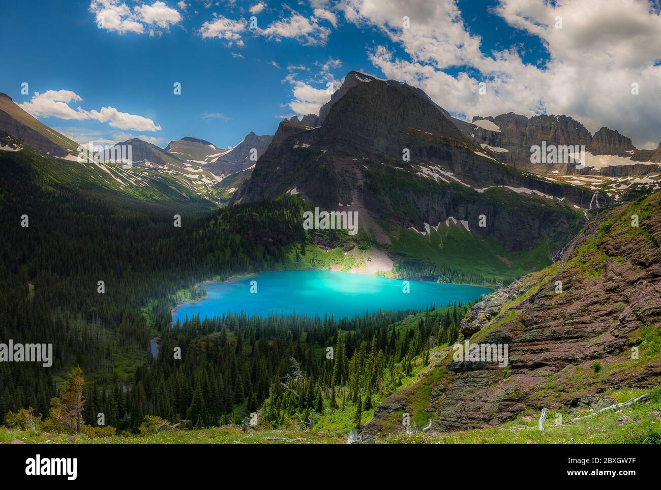 Grinnell Lake Blick vom Grinnell Glacier Trail Stockfoto