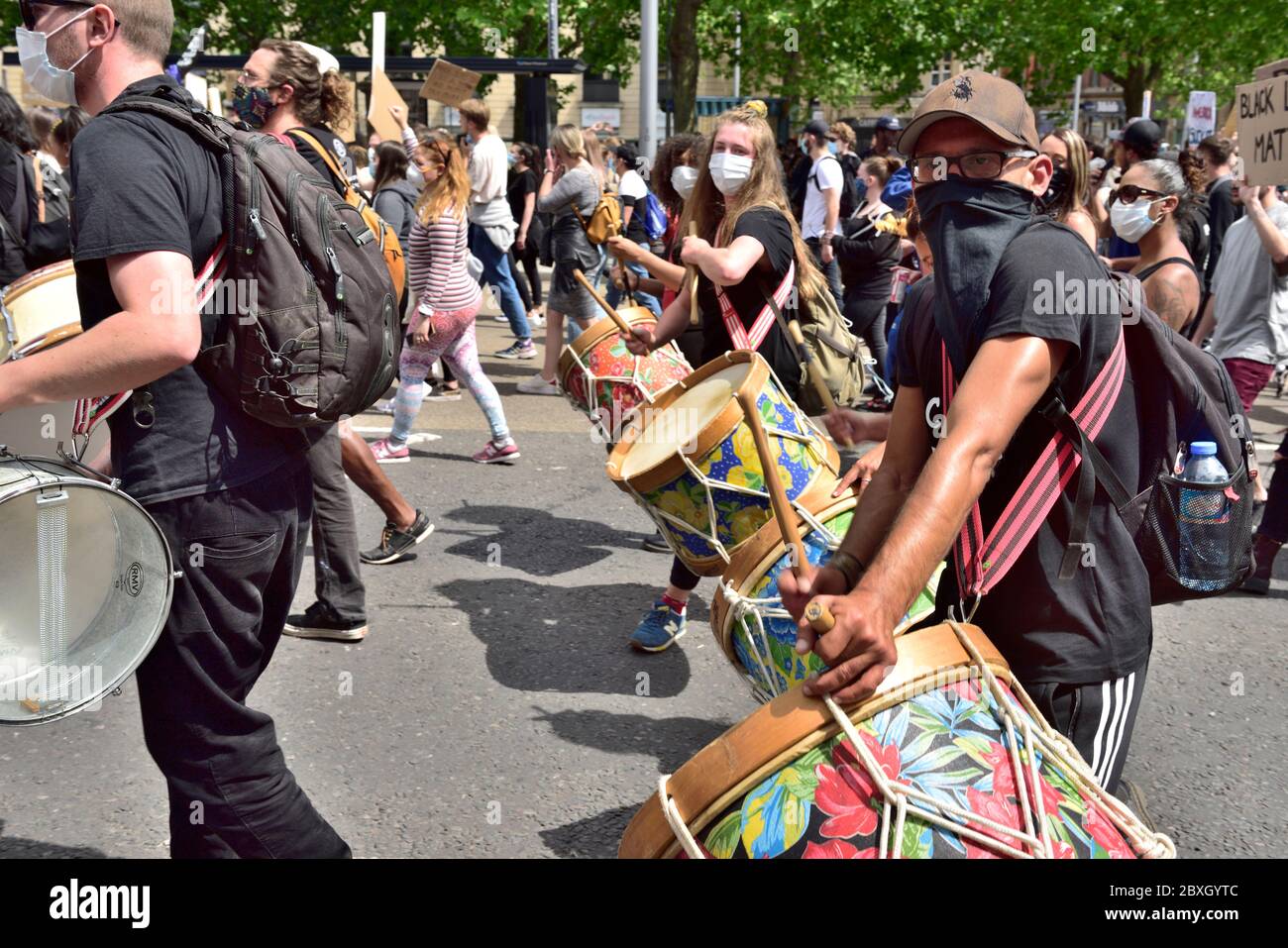 Black Lives Matter Protest in Bristol, England, Großbritannien, Sonntag, 7. Juni 2020. Tausende von Menschen schlossen sich den Protesten des Todes von George Floyd an. Stadt ce Stockfoto