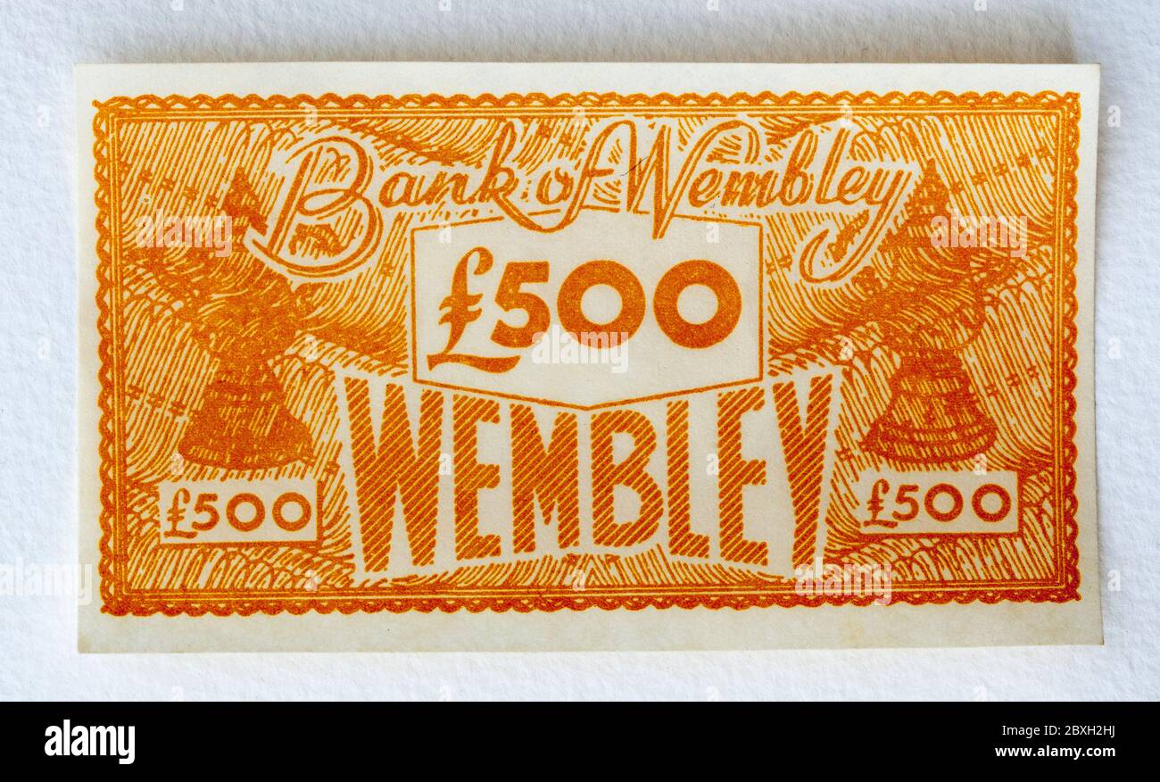 Geld aus dem Vintage Wembley Football Card Game Stockfoto