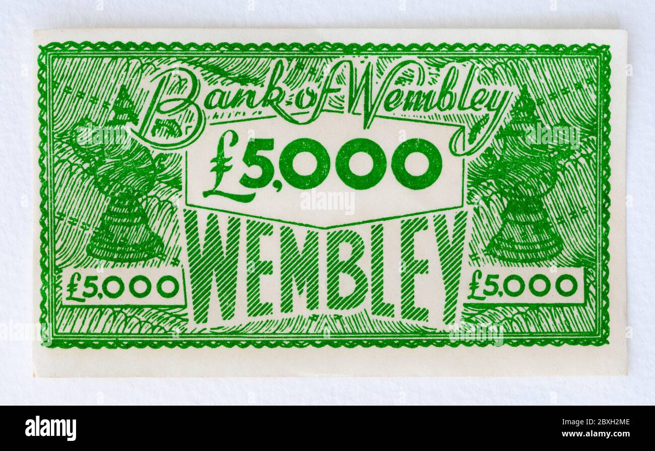 Geld aus dem Vintage Wembley Football Card Game Stockfoto