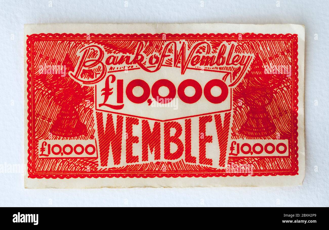 Geld aus dem Vintage Wembley Football Card Game Stockfoto