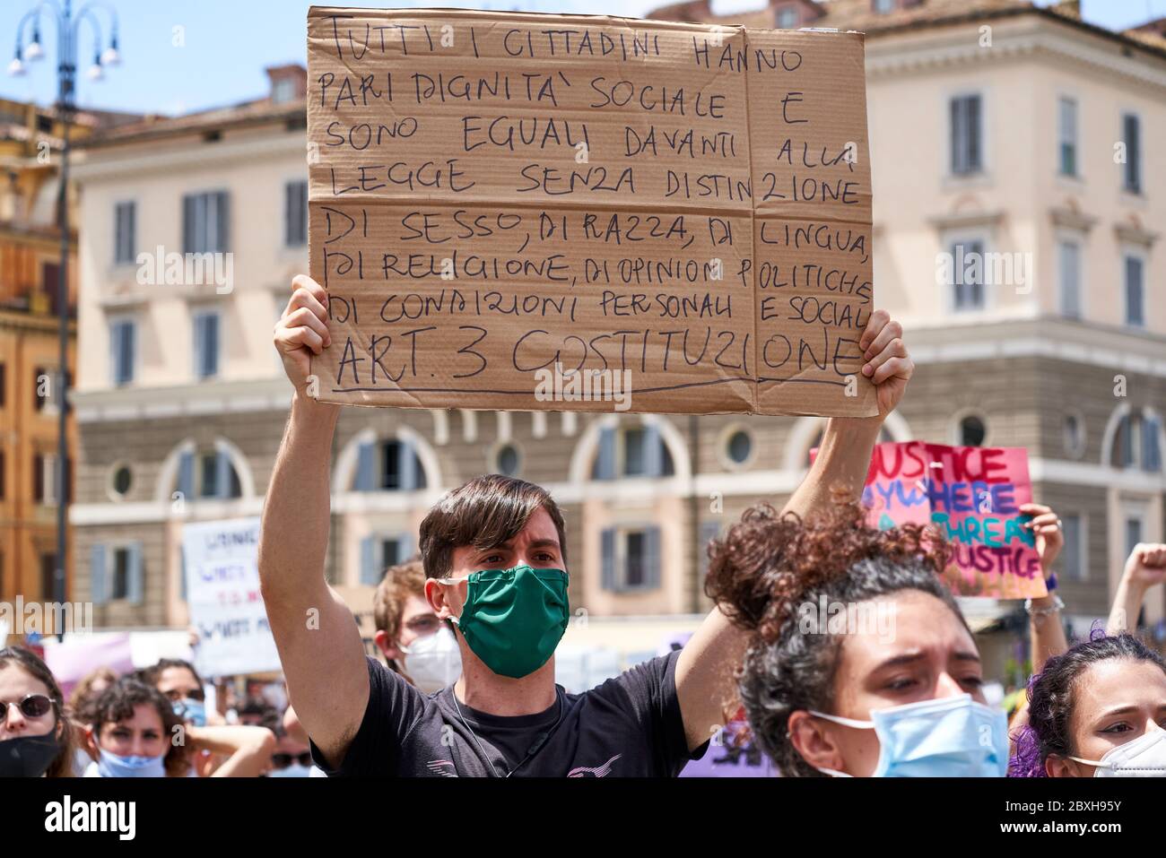 Schwarze Leben sind wichtig, Demonstration in Gedenken an George Floyd gegen Rassismus. Stockfoto