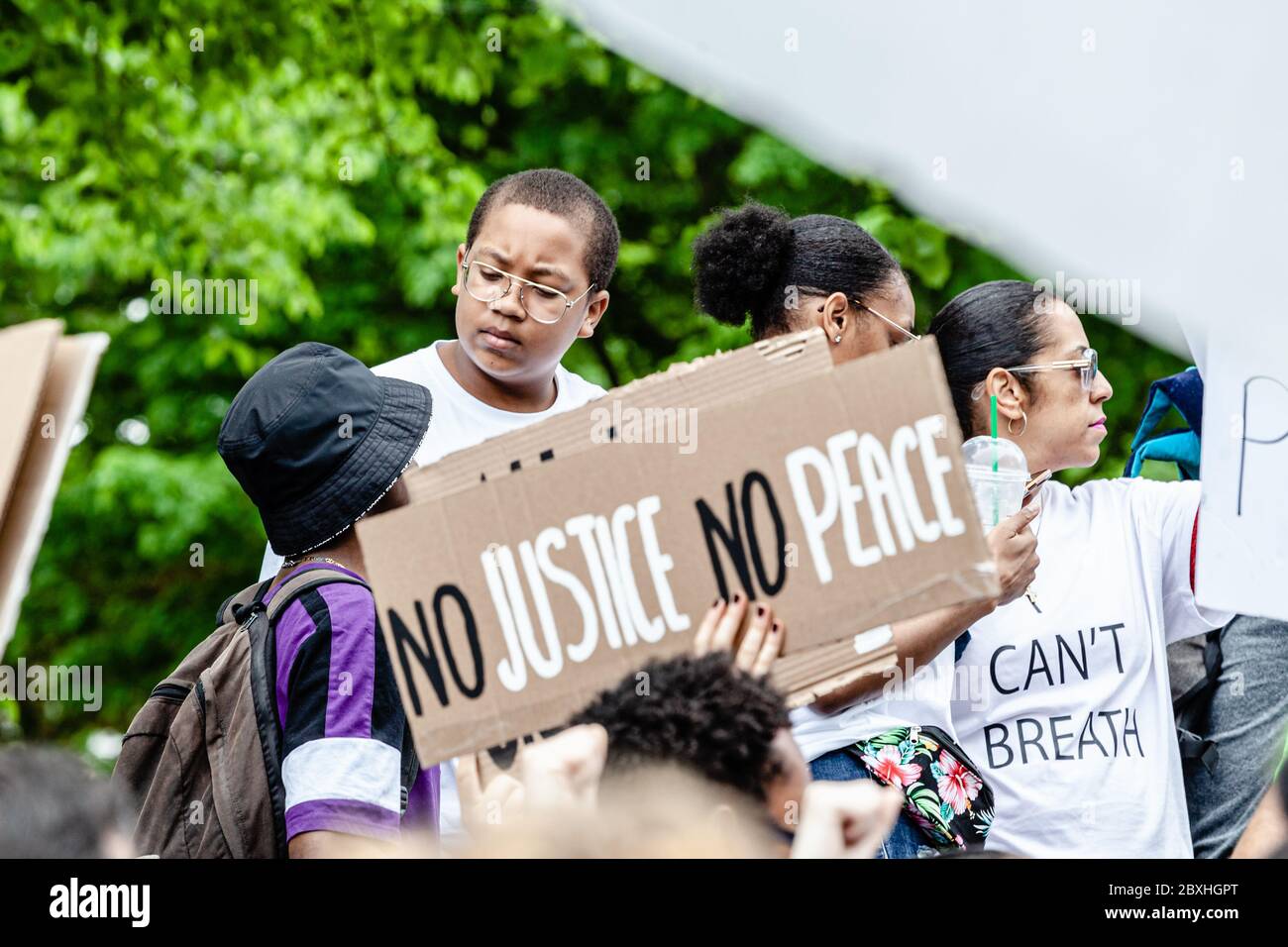 Rassemblement anti-racisme - Ville de Québec Anti-Rassismus-Rallye - Quebec City Stockfoto