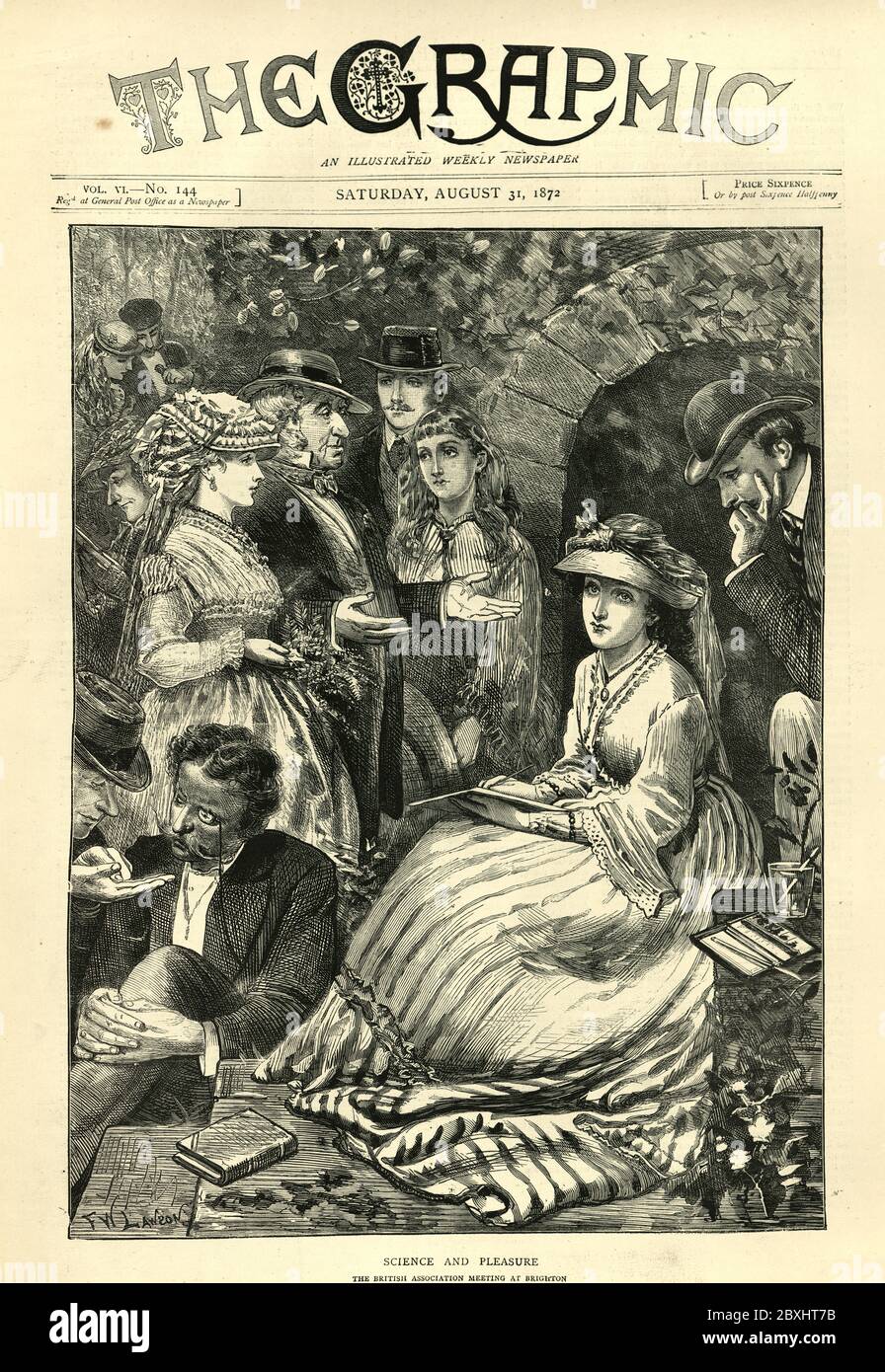 Science and Pleasure, British Association Treffen in Brighton, 1872. Titelseite der Graphic Illustrated Zeitung Stockfoto