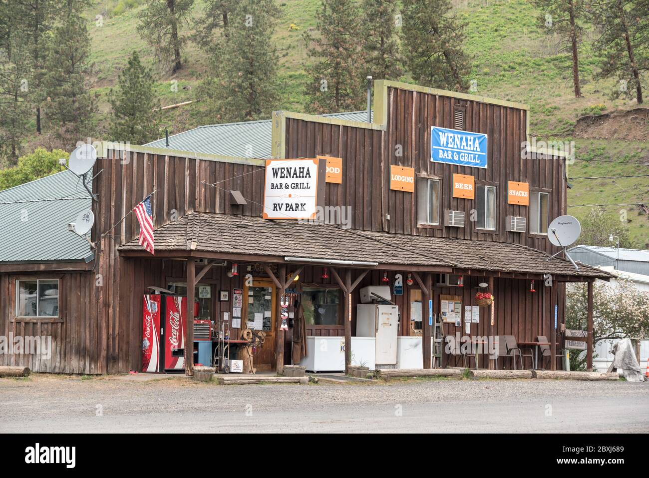 Wenaha Bar & Grill in der kleinen Gemeinde Troy, Oregon. Stockfoto