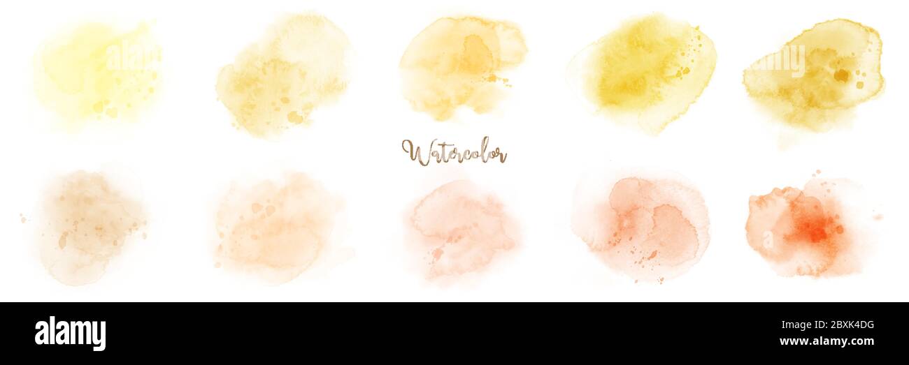 Hand gezeichnet bunte Aquarell Pinsel Set. Fleck künstlerischen Vektor als ein Element in der dekorativen Gestaltung von Hintergrund, Broschüre, Post verwendet Stock Vektor
