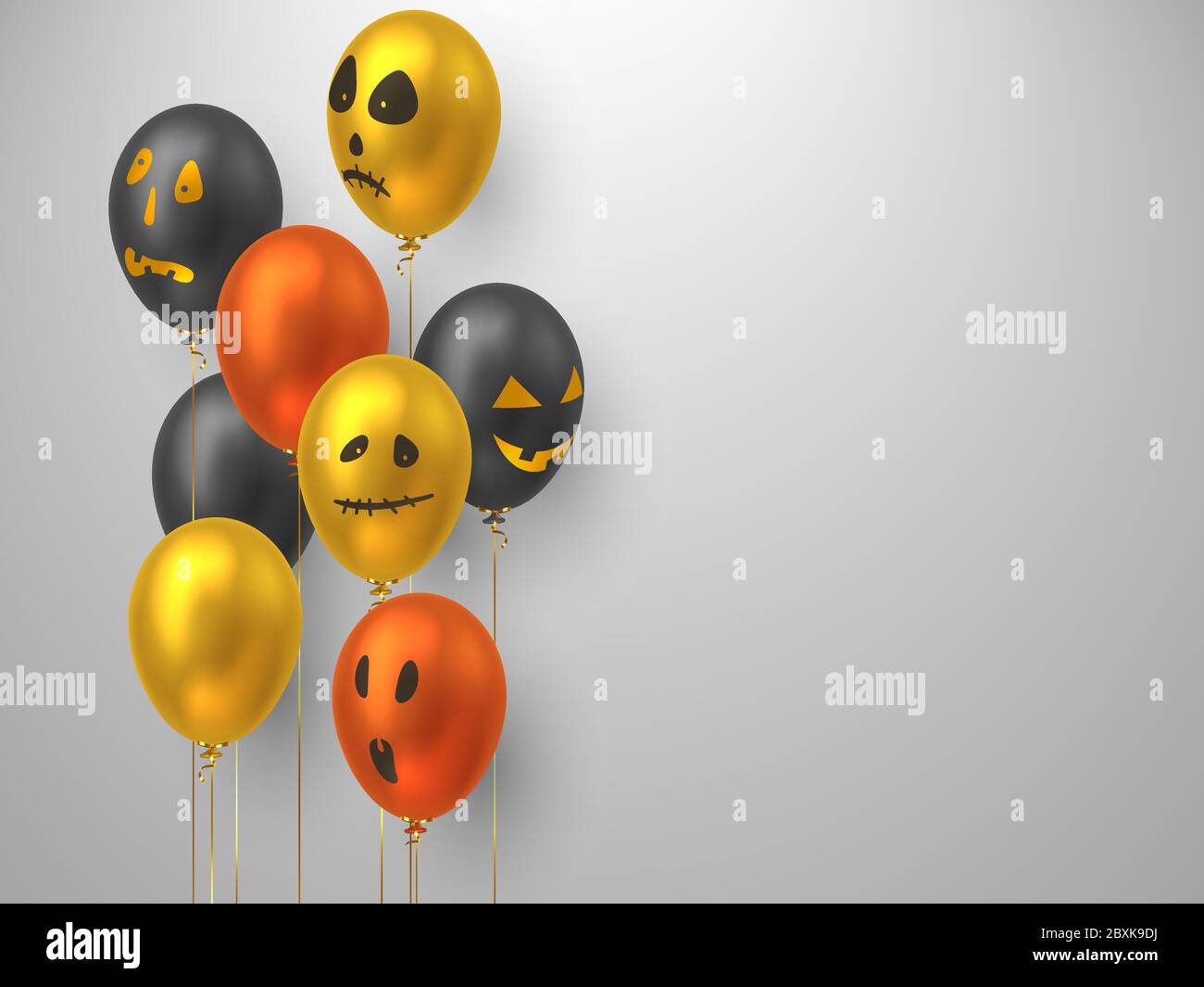 Halloween Luftballons mit Monstergesichtern. Stock Vektor