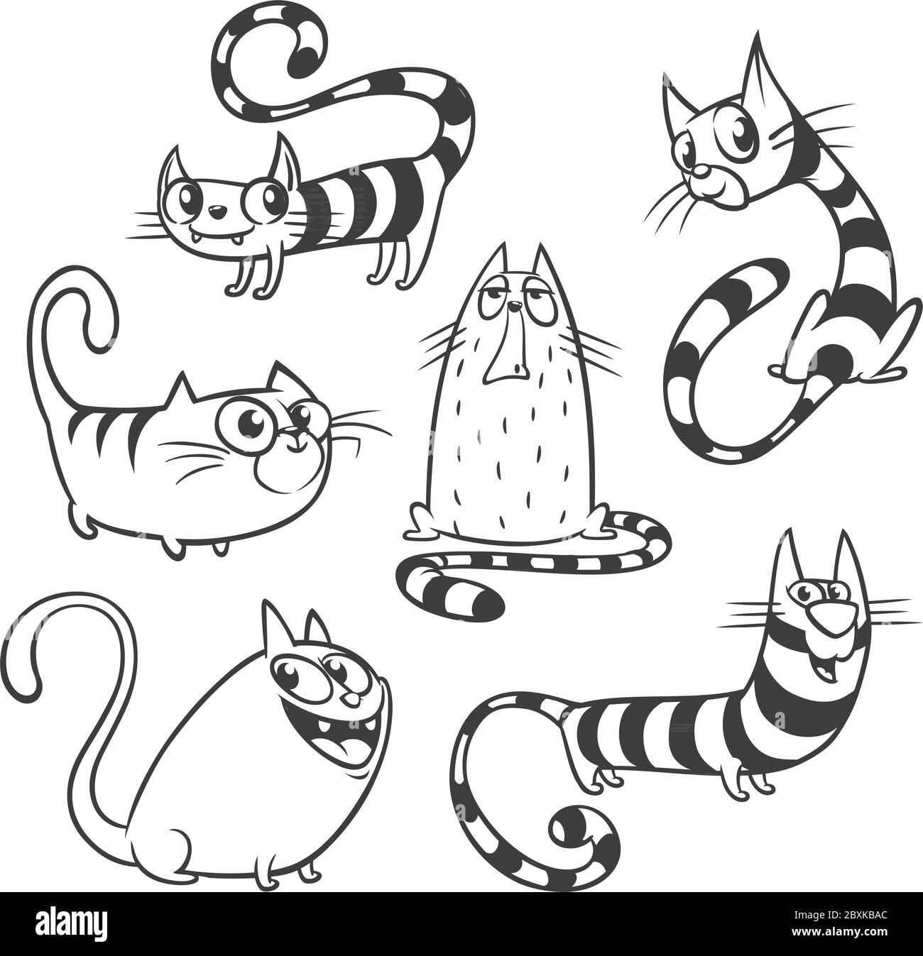 Set von Cartoon Katzen. Skizzierte Vektor Katzen Kollektion Stock Vektor