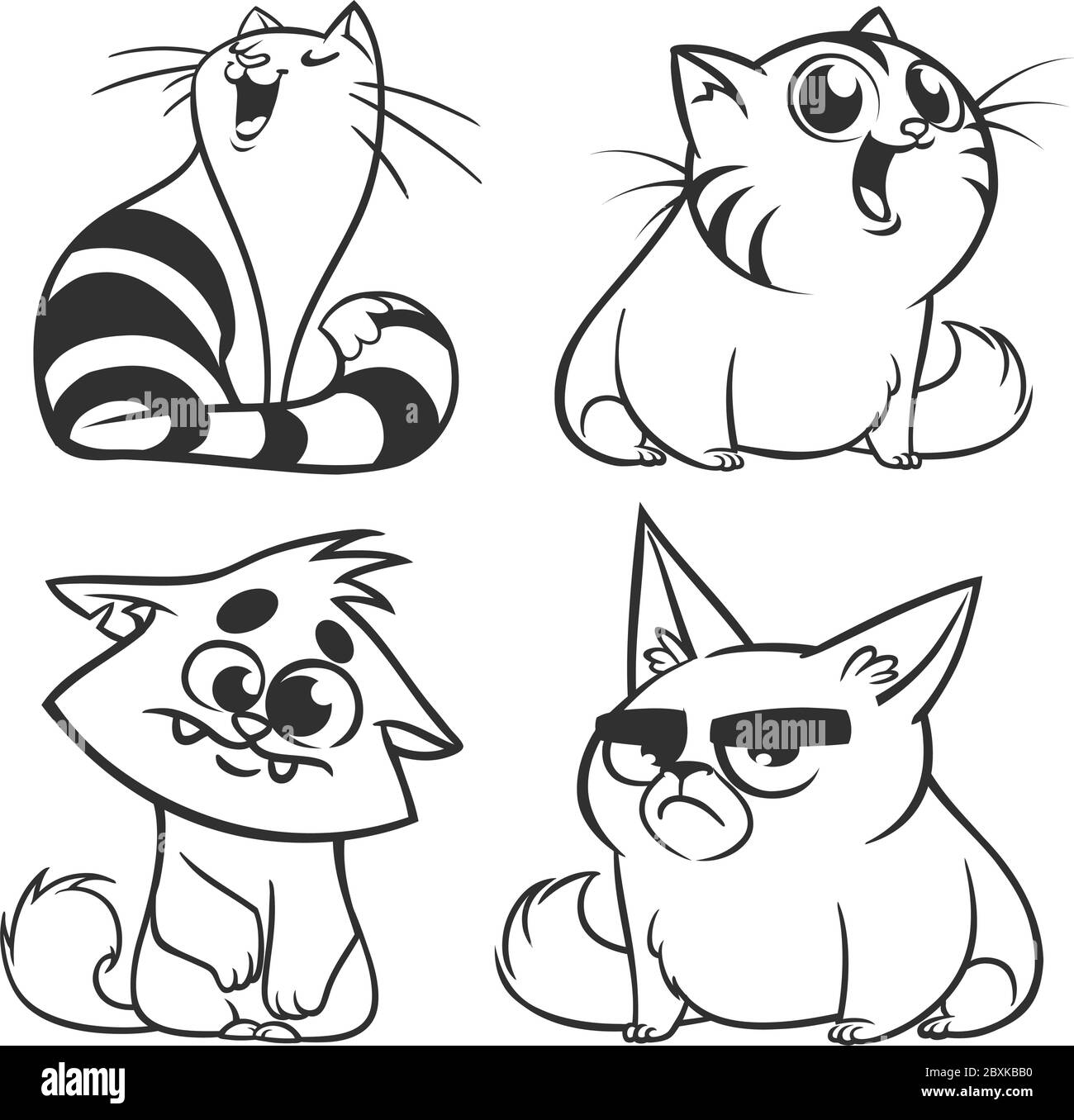 Set von Cartoon Katzen. Skizzierte Vektor Katzen Kollektion Stock Vektor