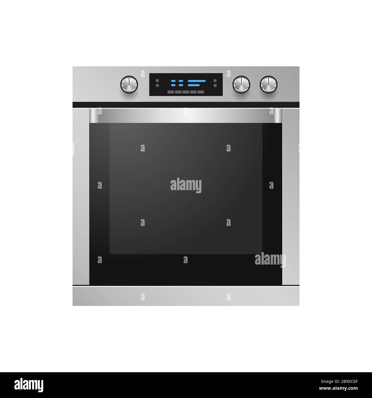 Realistische Küche Herd Vorderansicht des Kochers mit Backofen Hausgerät Konzept isoliert flach Vektor-Illustration Stock Vektor