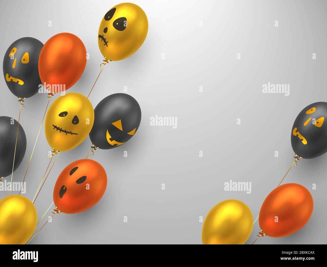 Halloween Luftballons mit Monstergesichtern. Stock Vektor