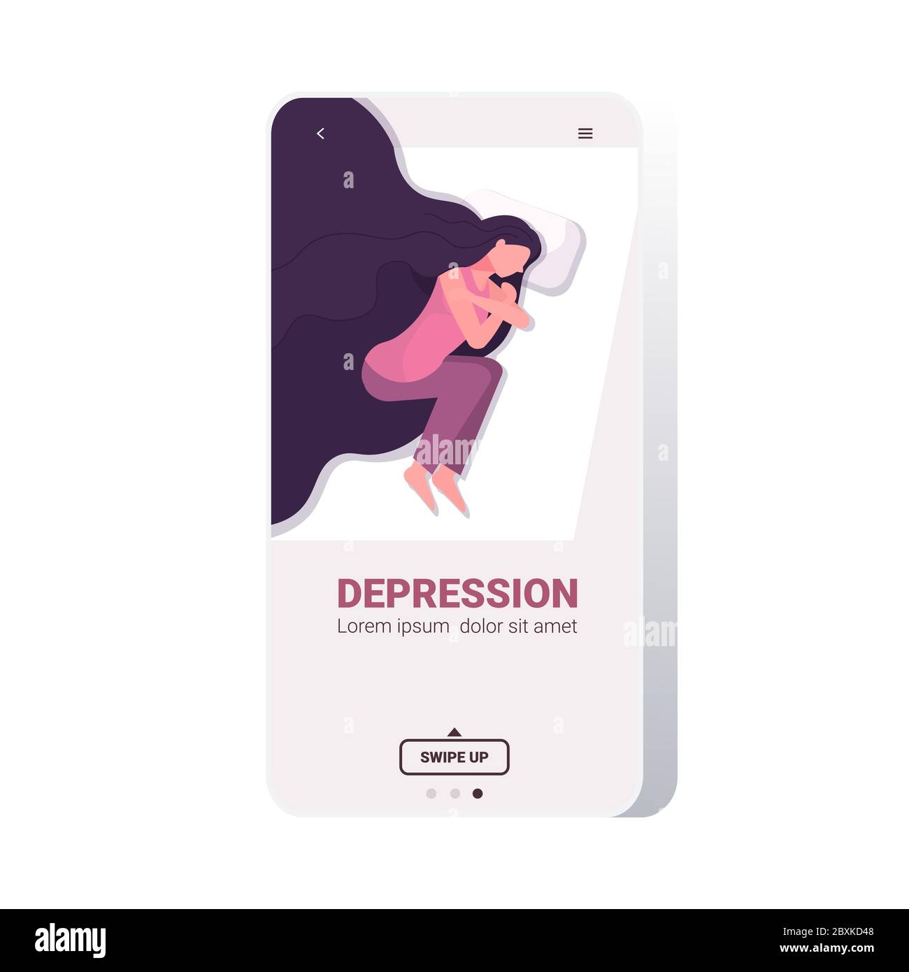 Mädchen im bett liegend mit smartphone Ausgeschnittene Stockfotos und