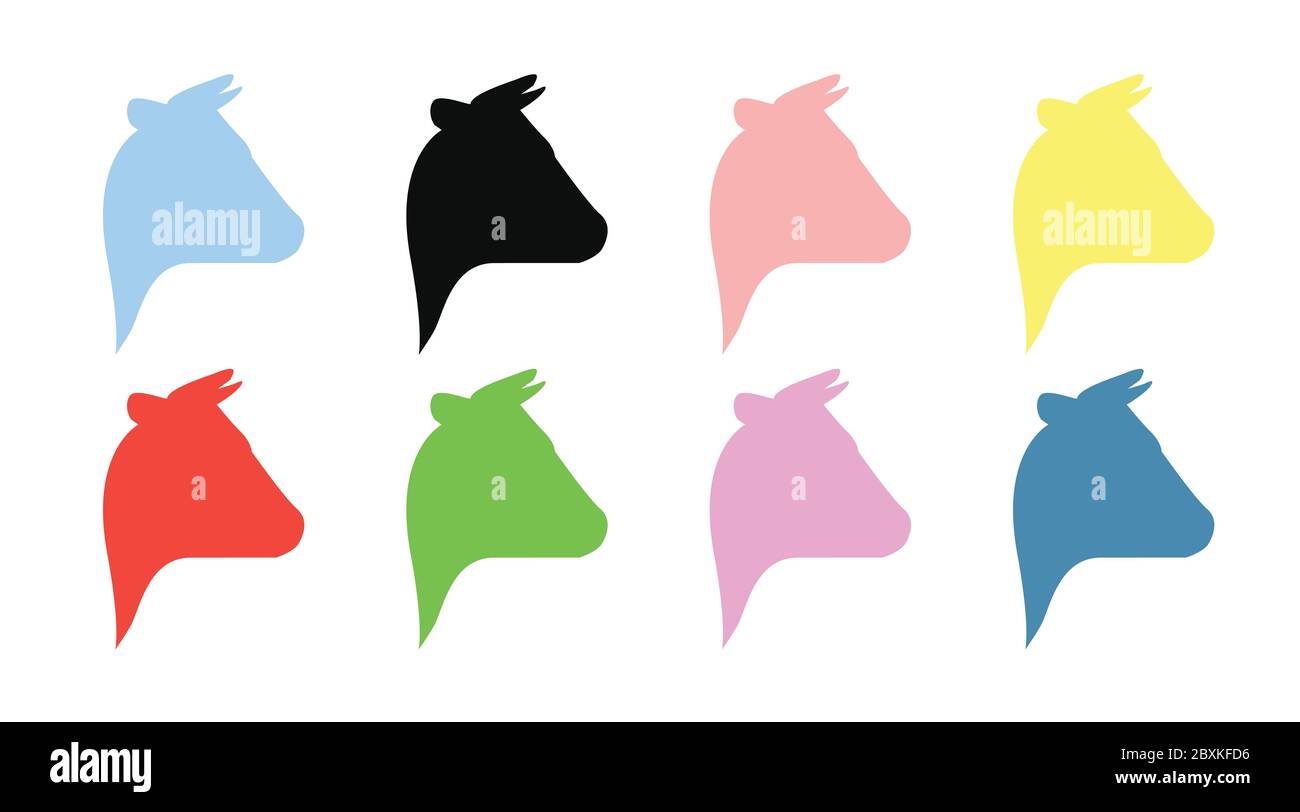 Vektor verschiedene Farbe Symbole einer Kuh Stock Vektor