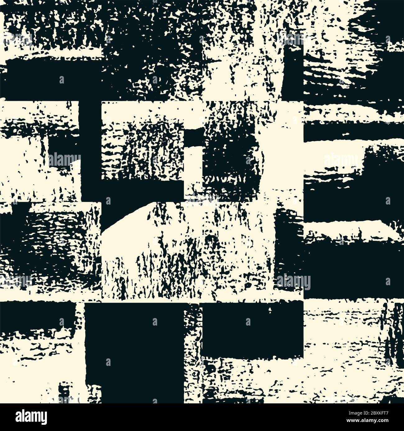 Abstract Grunge Vektor Hintergrund. Monochrome Zusammensetzung der unregelmäßigen Grafikelemente. Stock Vektor