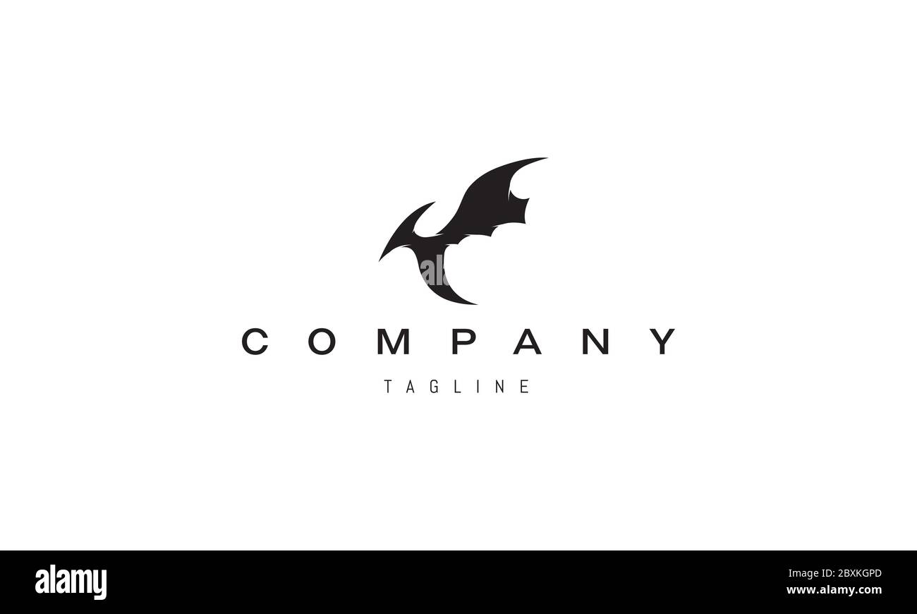 Vektor-Logo auf dem ein abstraktes Bild eines fliegenden Pterodactyl. Stock Vektor