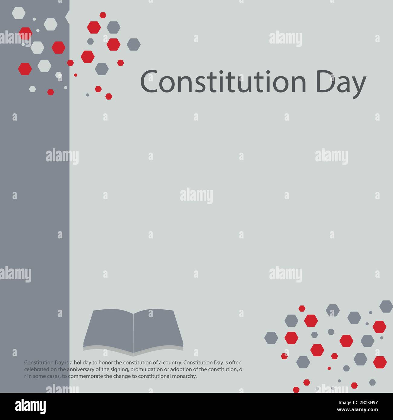 Der Tag der Verfassung ist ein Feiertag zur Ehre der Verfassung eines Landes. Der Tag der Verfassung wird oft am Jahrestag der Unterzeichnung gefeiert, promulga Stock Vektor
