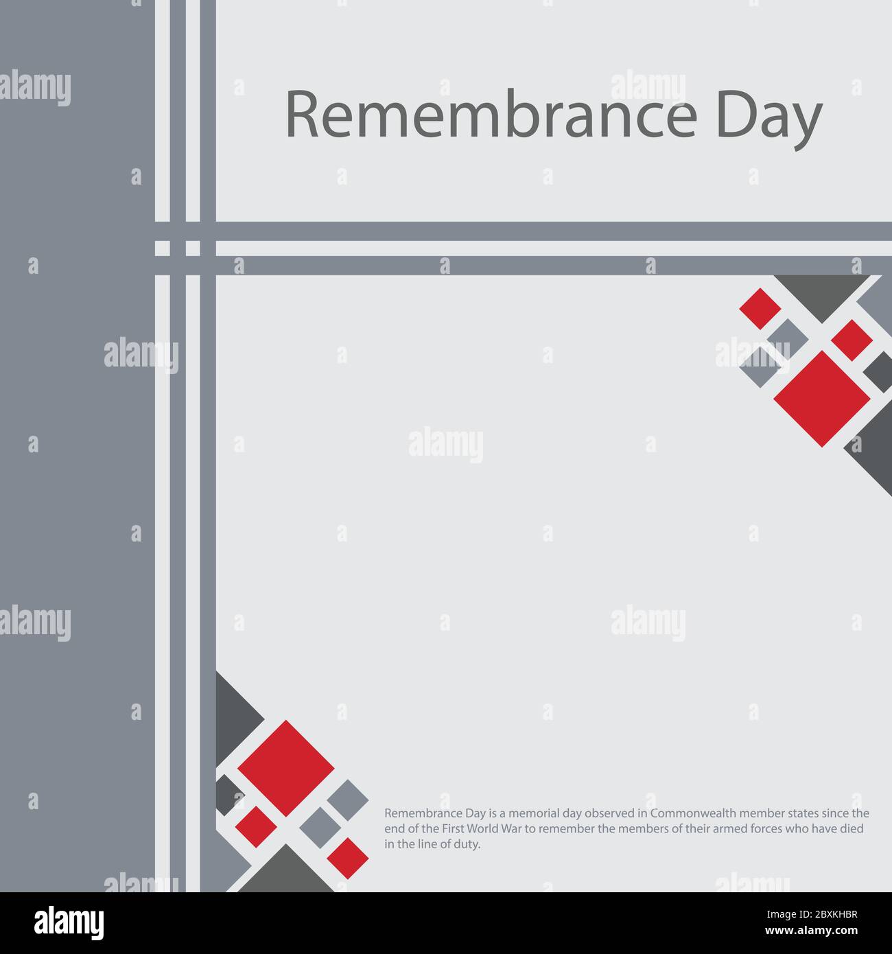 Der Gedenktag ist ein Gedenktag, der in den Commonwealth-Mitgliedstaaten seit dem Ende des Ersten Weltkriegs begangen wird, um an die Mitglieder ihrer bewaffneten f zu erinnern Stock Vektor