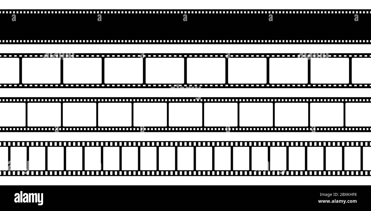 Filmstreifen Kollektion. Alte Retro-Kino-Filmstreifen. Vektorgrafik. Videoaufzeichnung. Stock Vektor