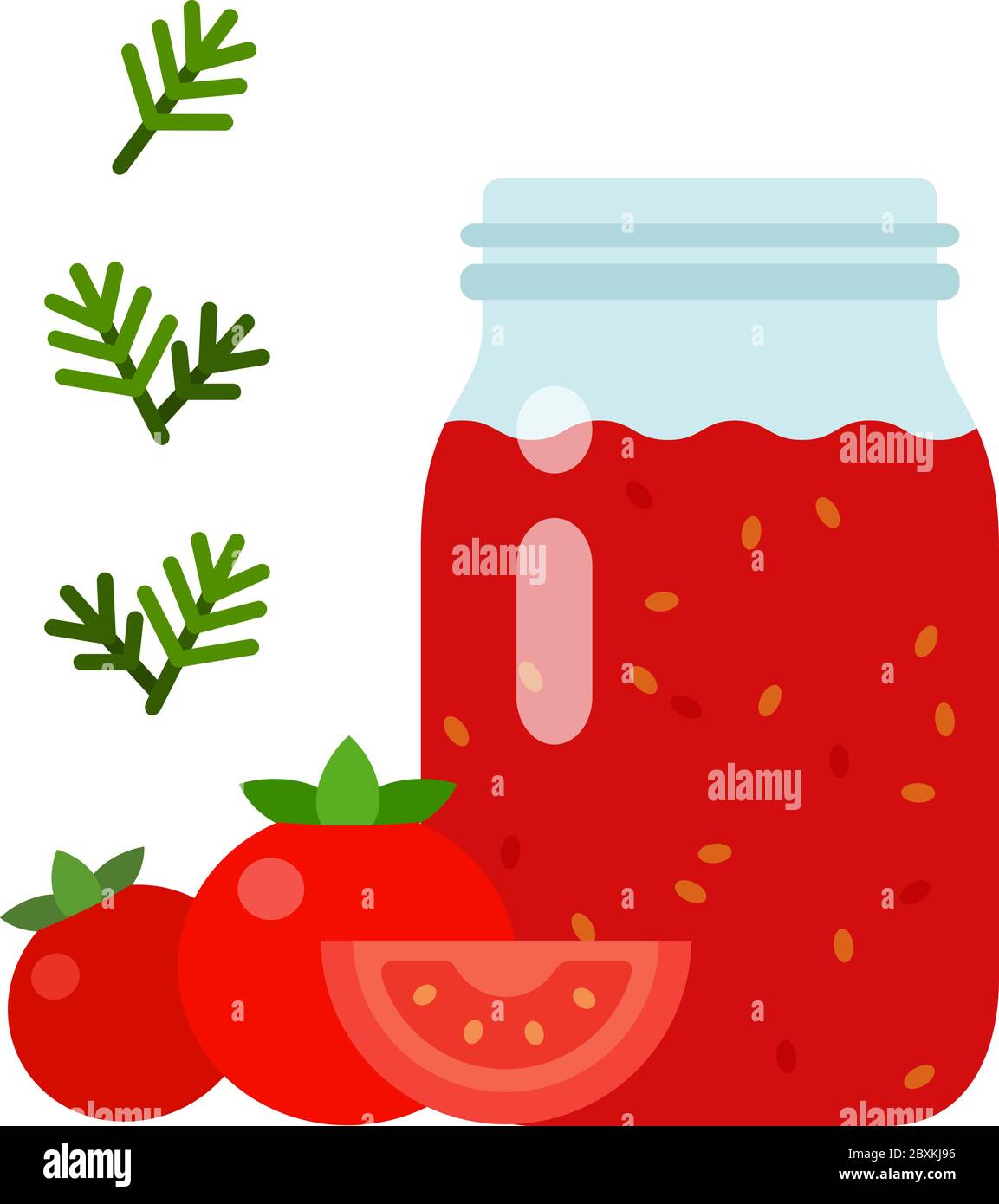 Tomatensauce in einem Glas Vektor flach isoliert Stock Vektor