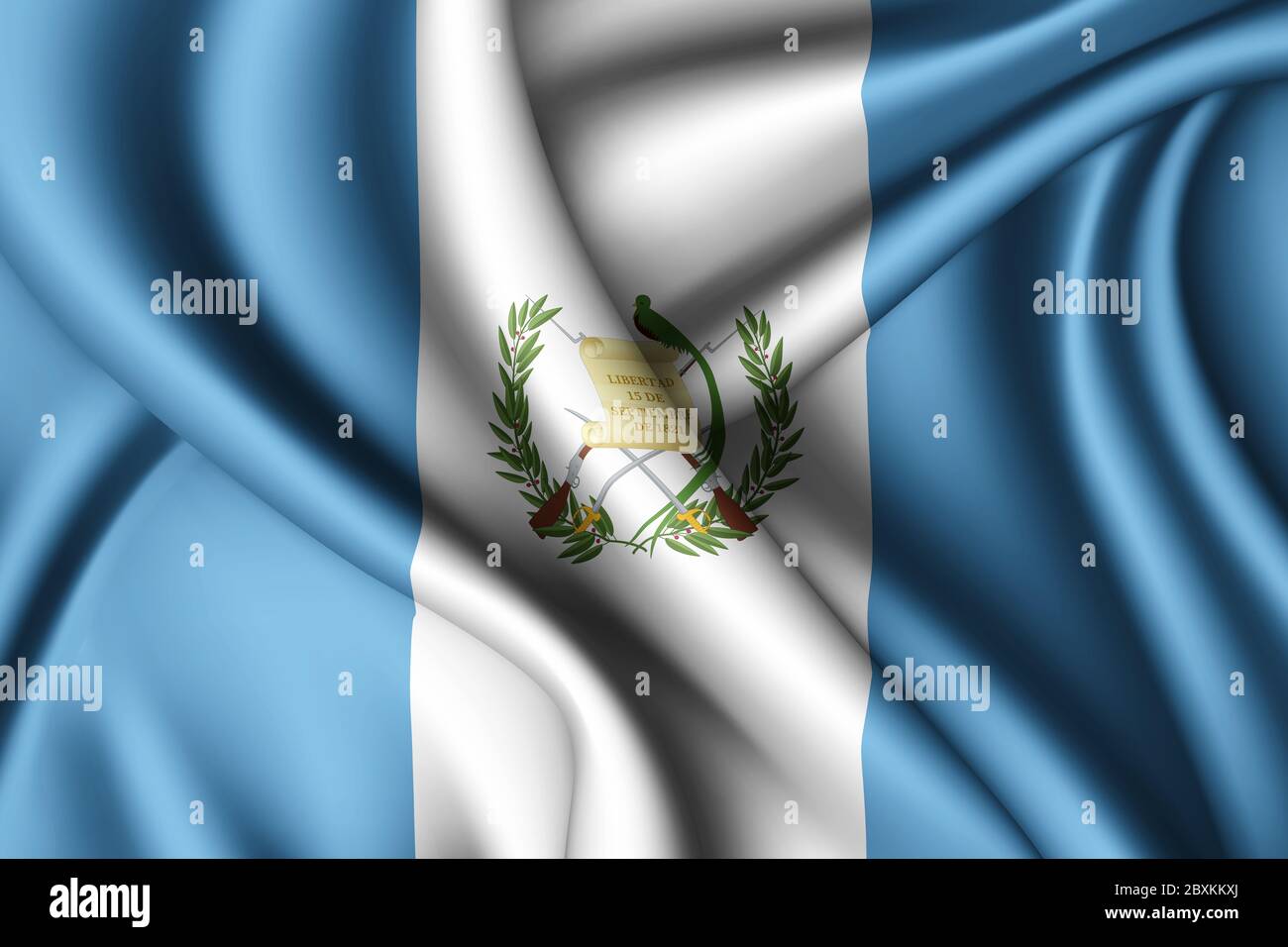 3d Rendering wehende Seidenflagge von Guatemala Stockfoto