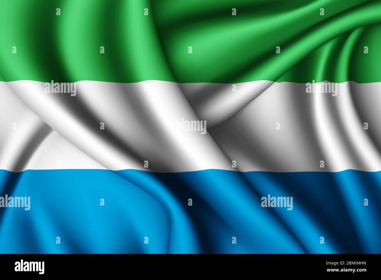 3d Rendering wehende Seidenflagge von Sierra Leone Stockfoto