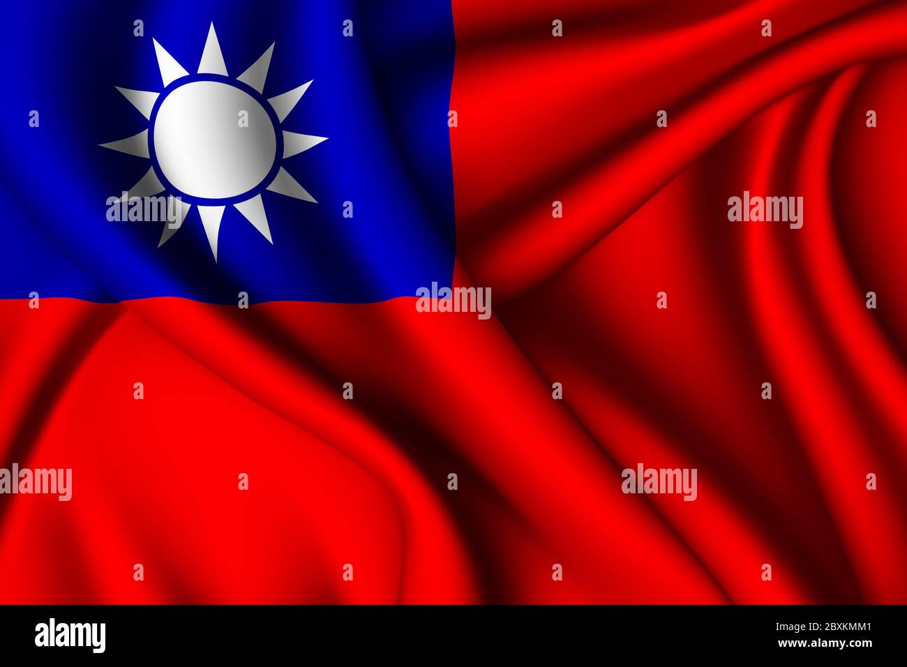 3d Rendering wehende Seidenflagge von Taiwan Stockfoto