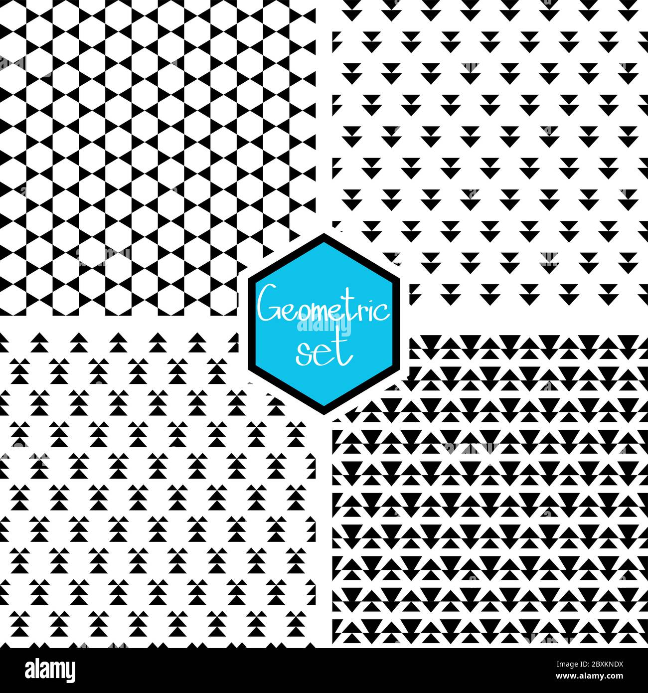 Einstellen. Nahtlose geometrische abstrakte Muster. Kann in Textilien, für Buchgestaltung, Website-Hintergrund verwendet werden. Stock Vektor