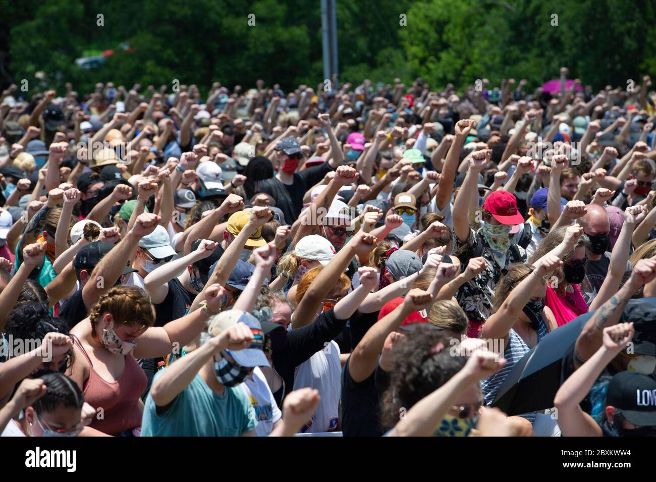 Houston Tillotson University. Juni 2020. Protestler nehmen an der Black Austin Rallye und march for Black Lives an der Houston Tillotson University Teil. Austin, Texas. Mario Cantu/CSM/Alamy Live News Stockfoto