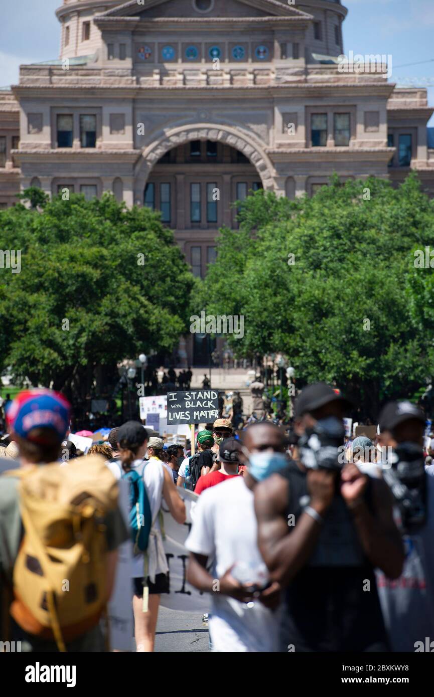 07. Juni 2020: Die Black Austin Rally und der marsch für Black Lives treffen in der Hauptstadt von Texas ein. Austin, Texas. Mario Cantu/CSM. Stockfoto