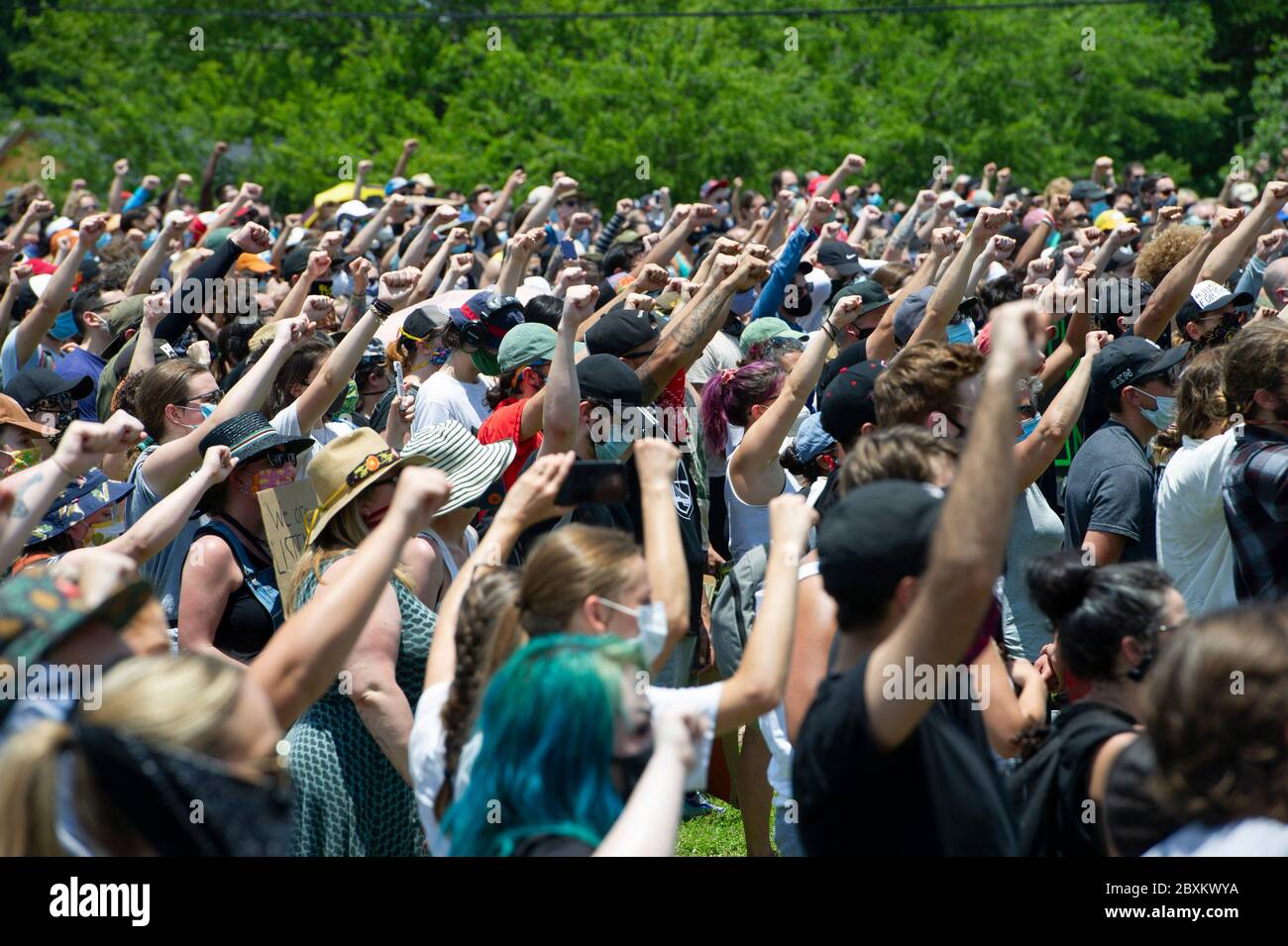 Houston Tillotson University. Juni 2020. Protestler nehmen an der Black Austin Rallye und march for Black Lives an der Houston Tillotson University Teil. Austin, Texas. Mario Cantu/CSM/Alamy Live News Stockfoto