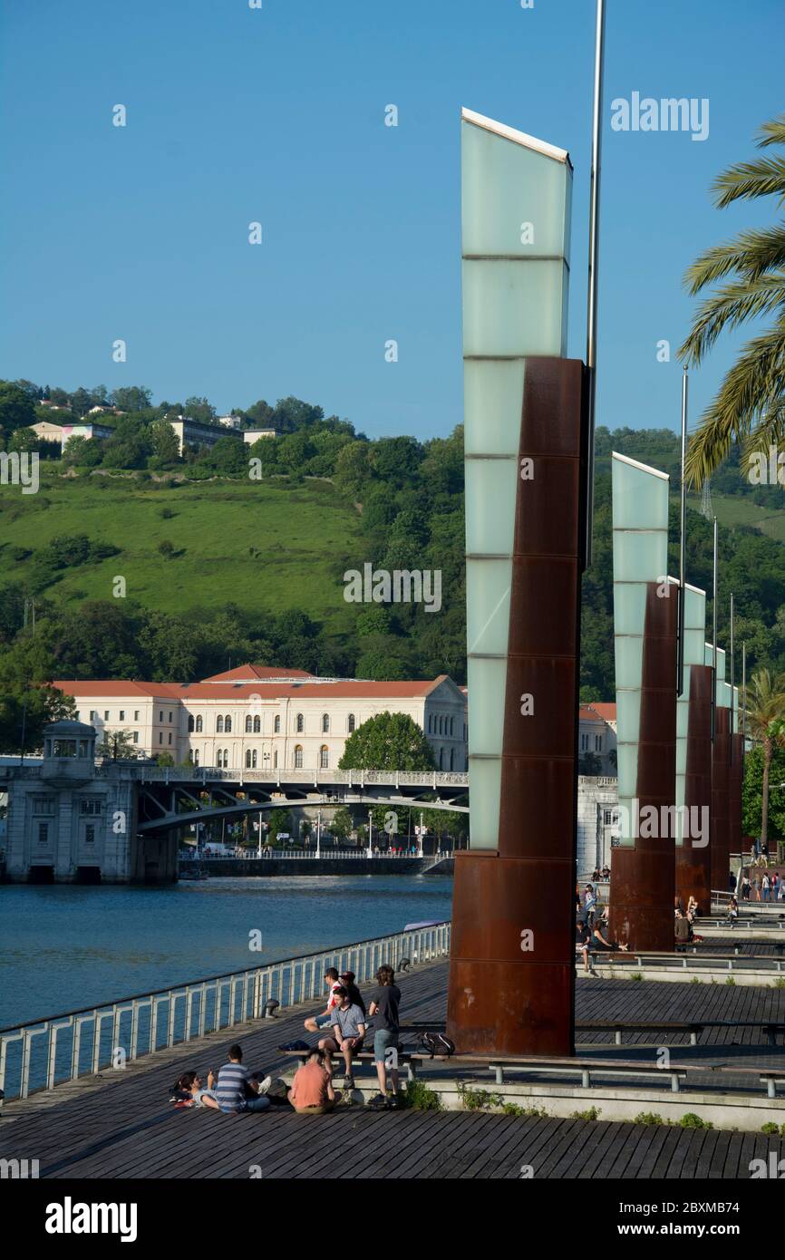 Eindrücke des umgestaltetenen Hafengeländes in Bilbao Stockfoto