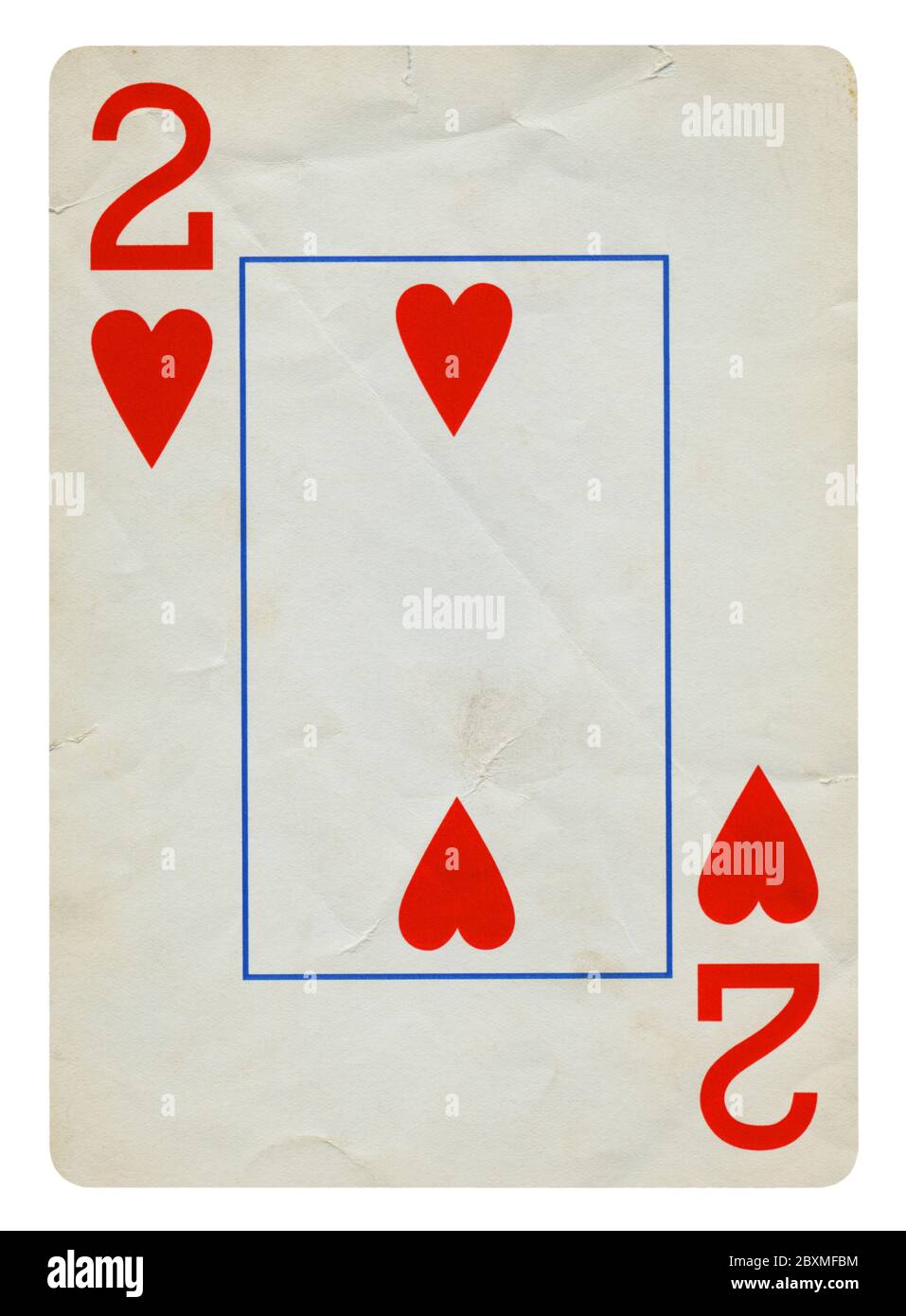 Zwei der Herzen Vintage Playing Card - isoliert auf weißem (clipping path enthalten) Stockfoto