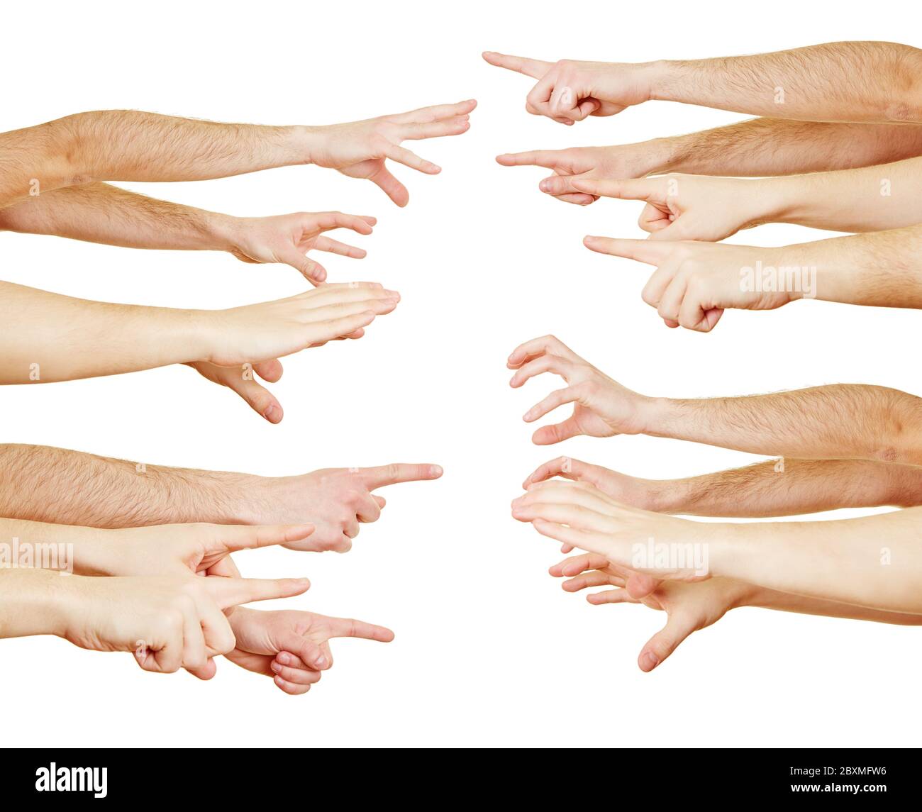 Viele Hande In Der Luft Um Hilfe Auszustrecken Stockfotografie Alamy