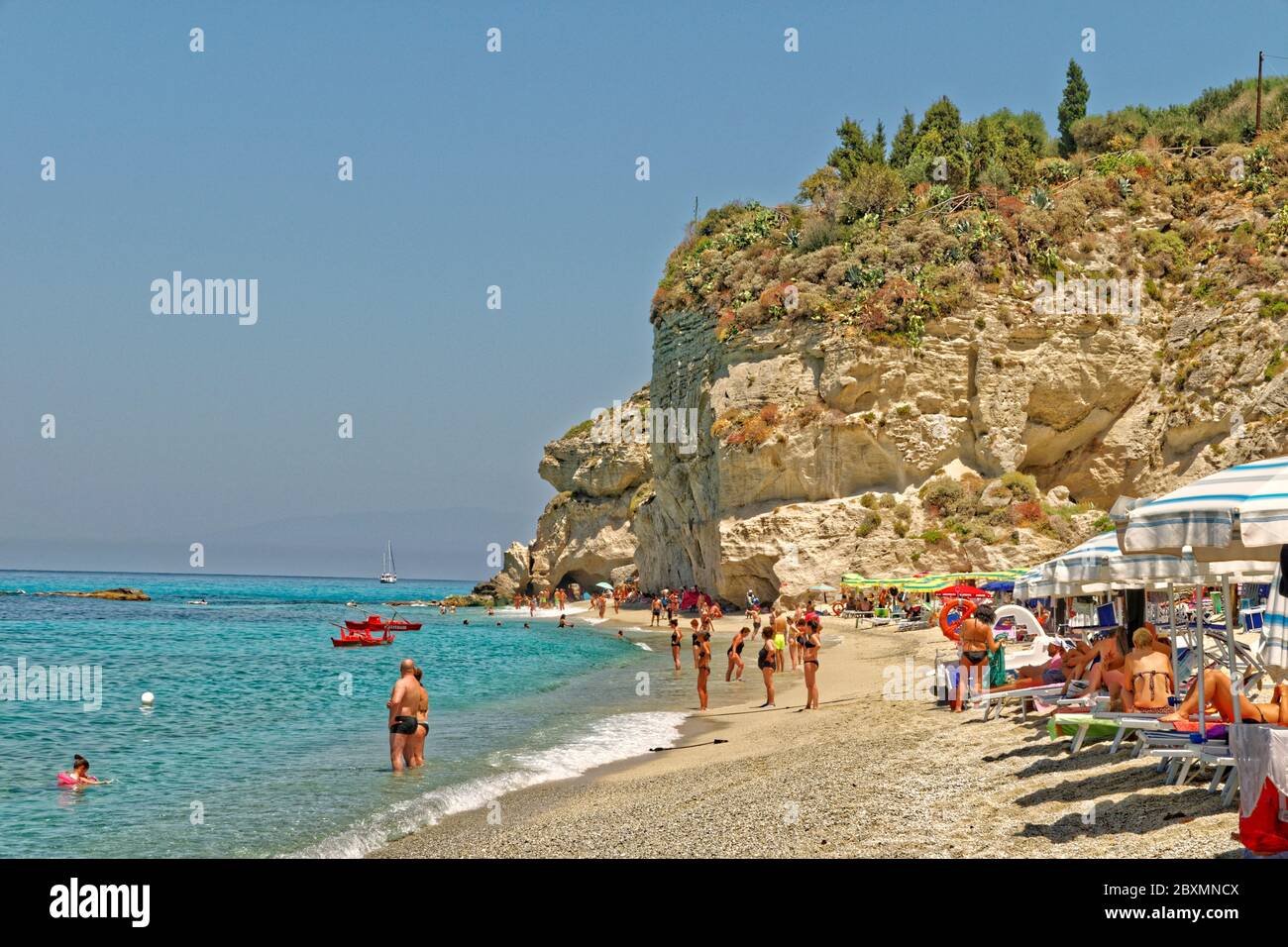 Strand von Tropea, Kalabrien, Italien. Stockfoto