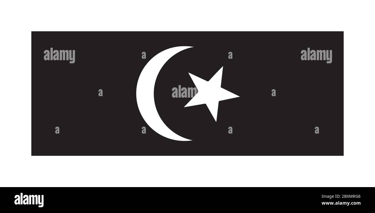 Flagge des Staates Terengganu Malaysia. Schwarz-weiße EPS-Vektordatei. Stock Vektor