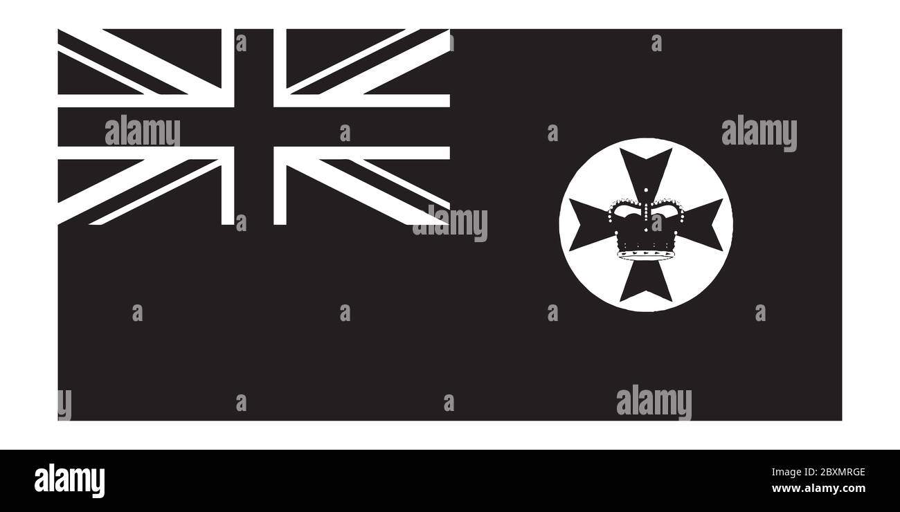 Flagge von Queensland Qld State Australia. Queensland State Flag Australien. Schwarz-weiße EPS-Vektordatei. Stock Vektor