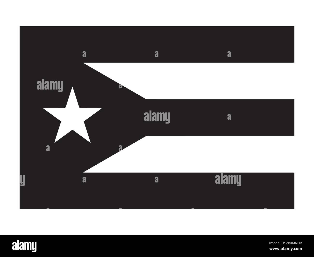 Flagge von Puerto Rico. Schwarz-weiße EPS-Vektordatei. Stock Vektor