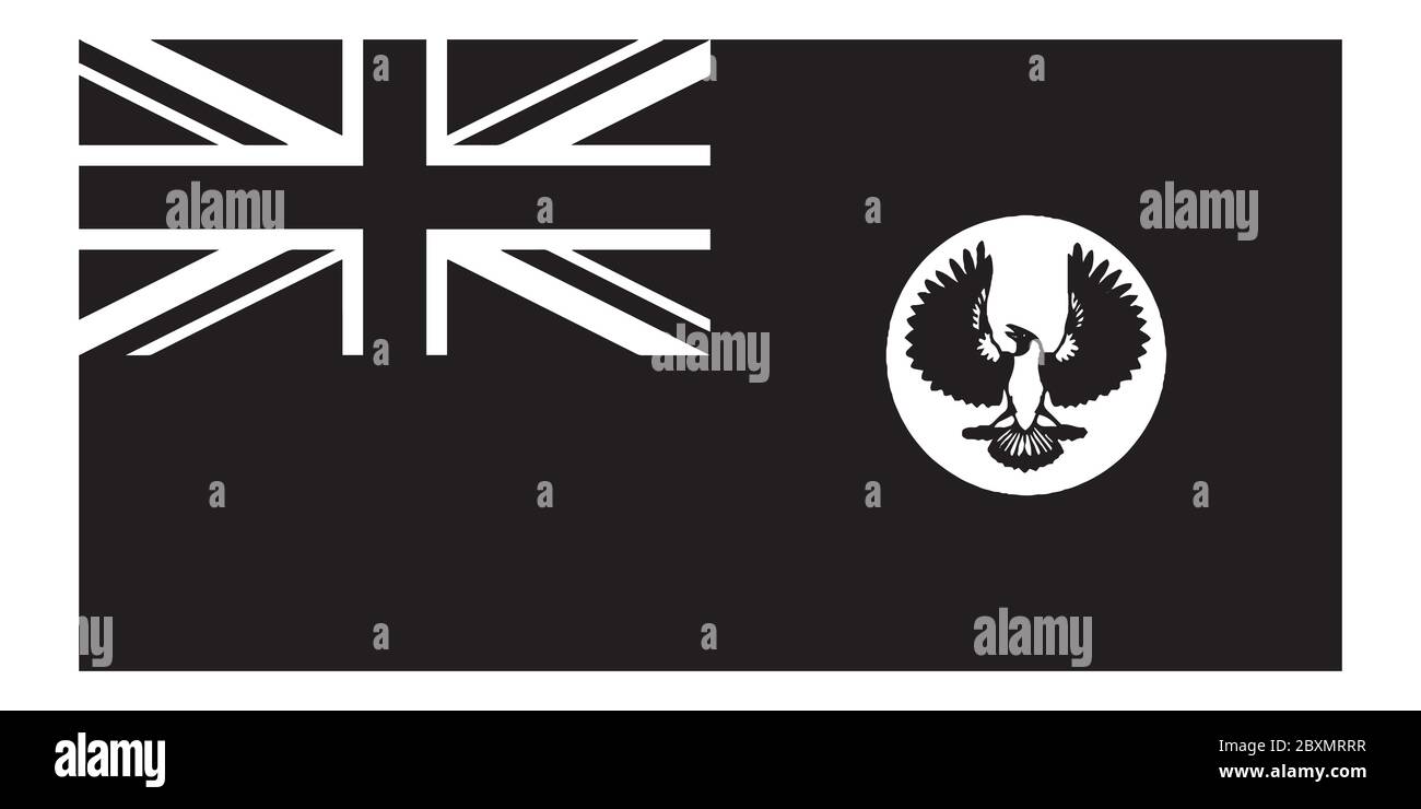 South Australia State Flag Australien. Schwarz-weiße EPS-Vektordatei. Stock Vektor