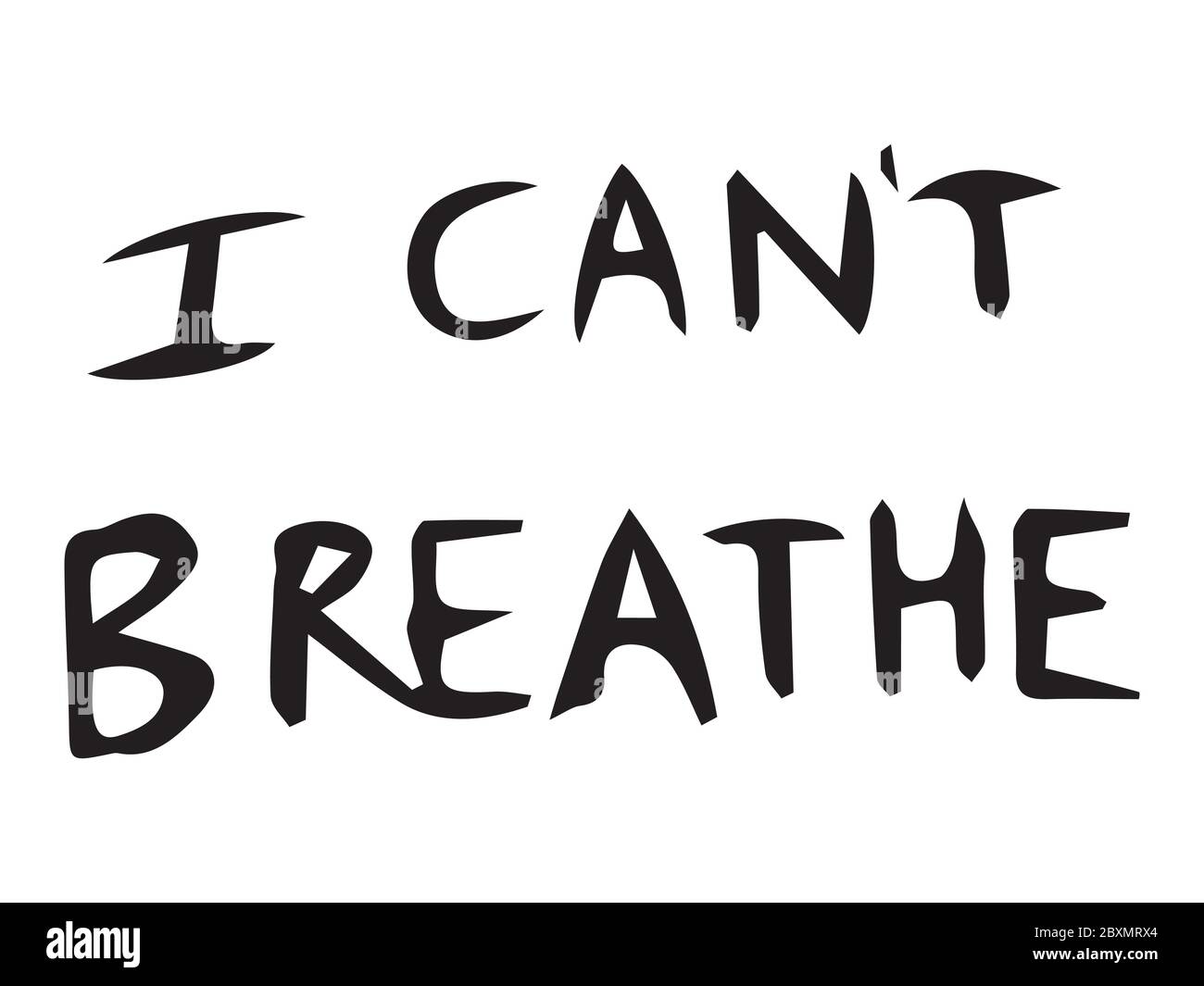 Ich kann Text nicht atmen. Poster Text mit Worten von Ich kann nicht atmen. BLM Schwarze Leben sind wichtig. Schwarz-weiße EPS-Vektordatei. Stock Vektor