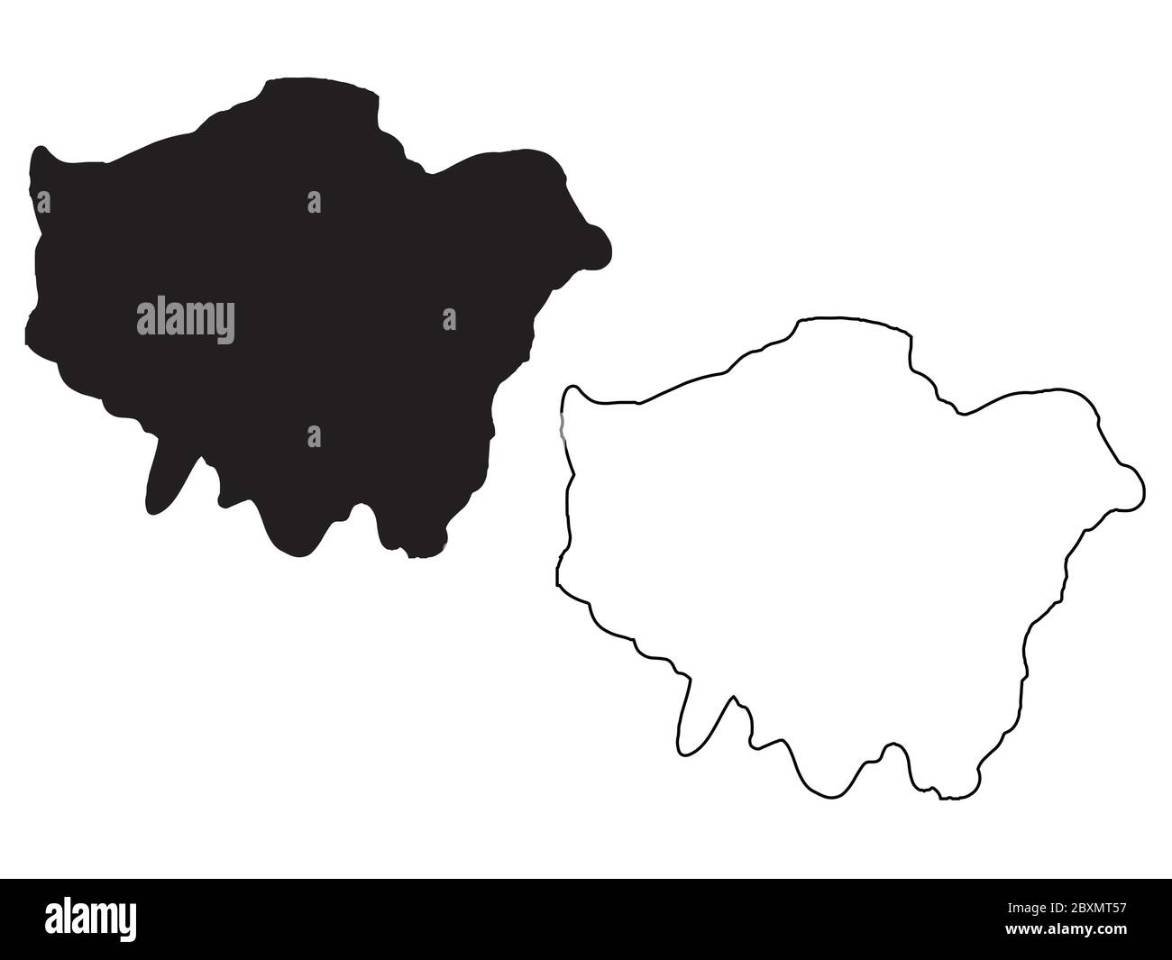 Karte von Greater London. Schwarze und umrissfarbige Karten. EPS-Vektordatei. Stock Vektor
