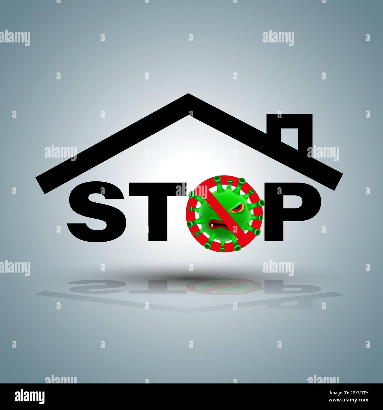 Stop-Symbol mit covid-19 Zeichen für Kampagne stoppen Coronavirus. Stock Vektor